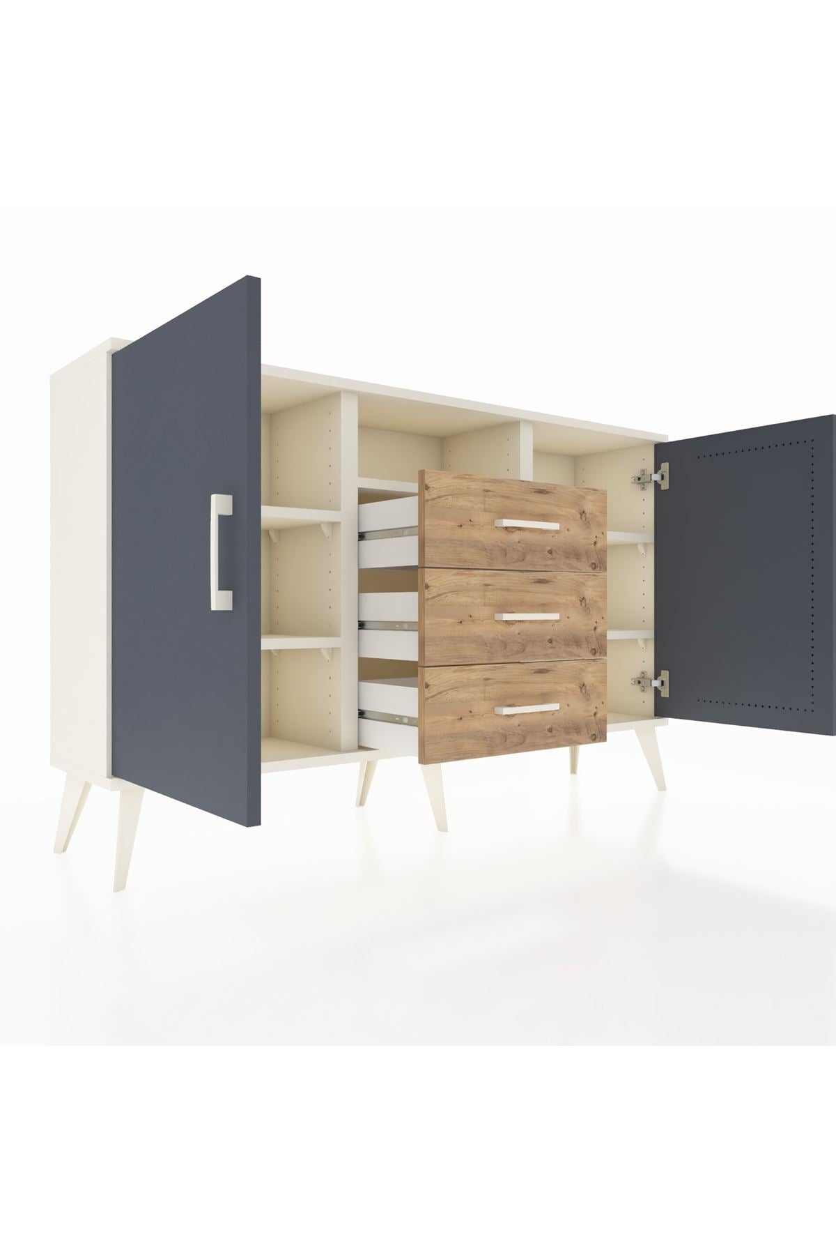 Arges Konsol 5 Raflı 3 Çekmeceli 2 Kapaklı 132x30x83 - S144M018V09A