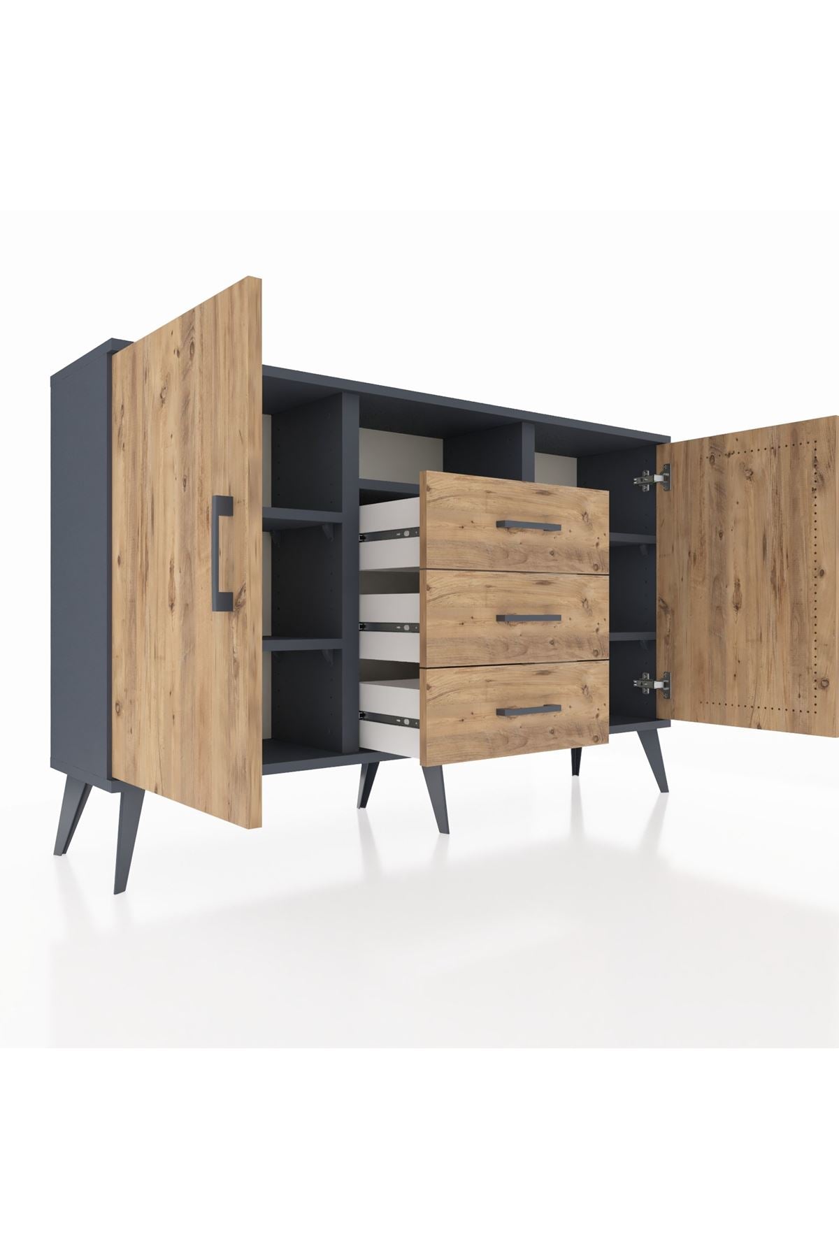 Arges Konsol 5 Raflı 3 Çekmeceli 2 Kapaklı 132x30x83 - S144M018V12A