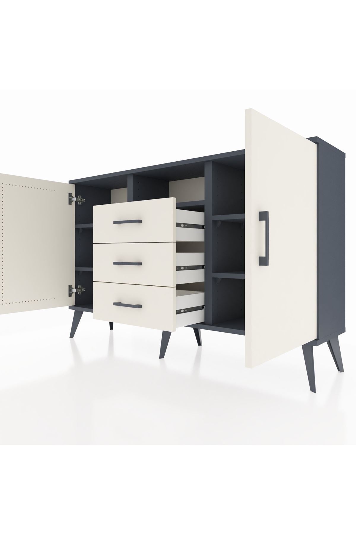 Arges Konsol 5 Raflı 3 Çekmeceli 2 Kapaklı 132x30x83 - S144M018V13A