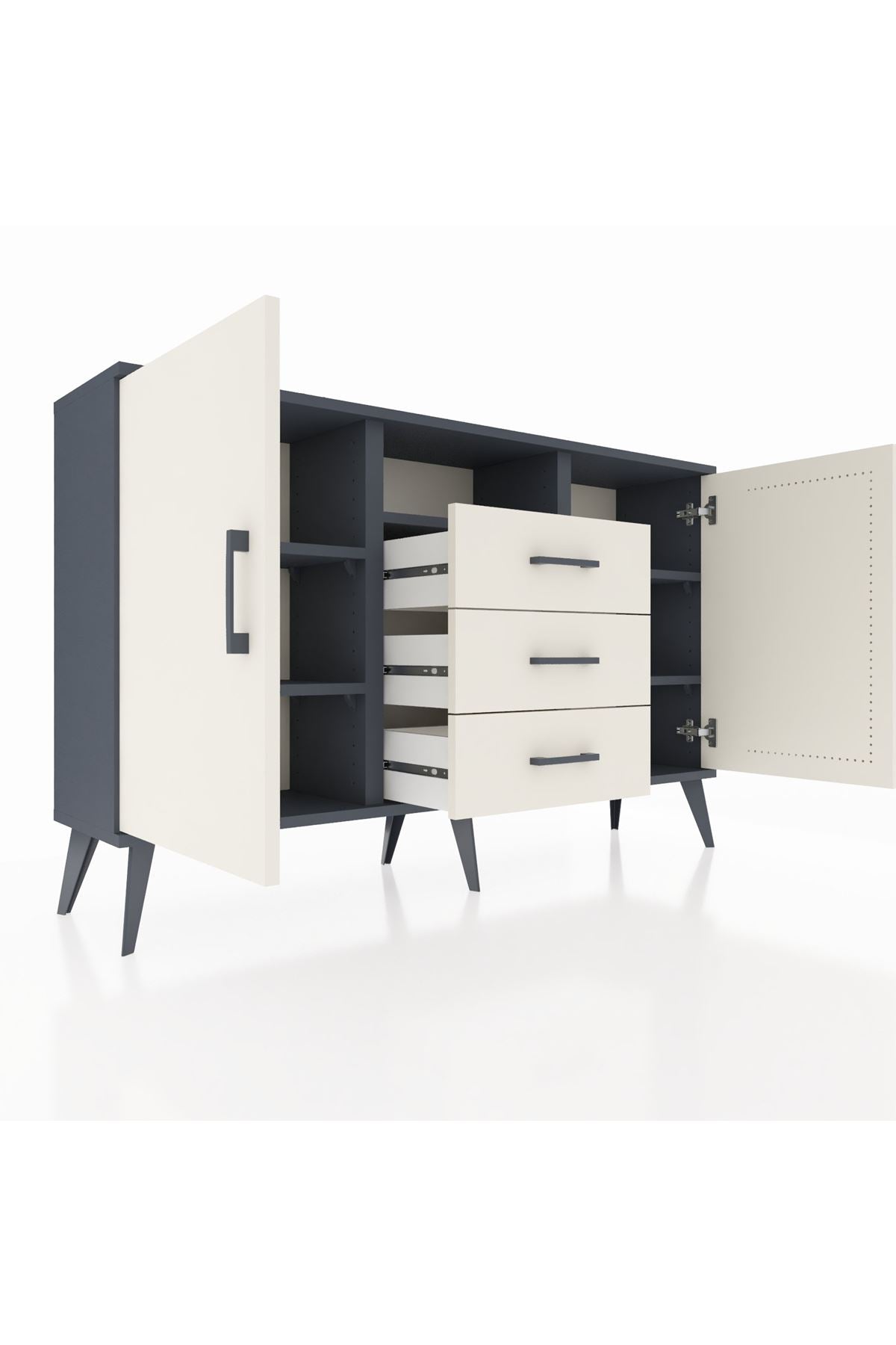 Arges Konsol 5 Raflı 3 Çekmeceli 2 Kapaklı 132x30x83 - S144M018V13A