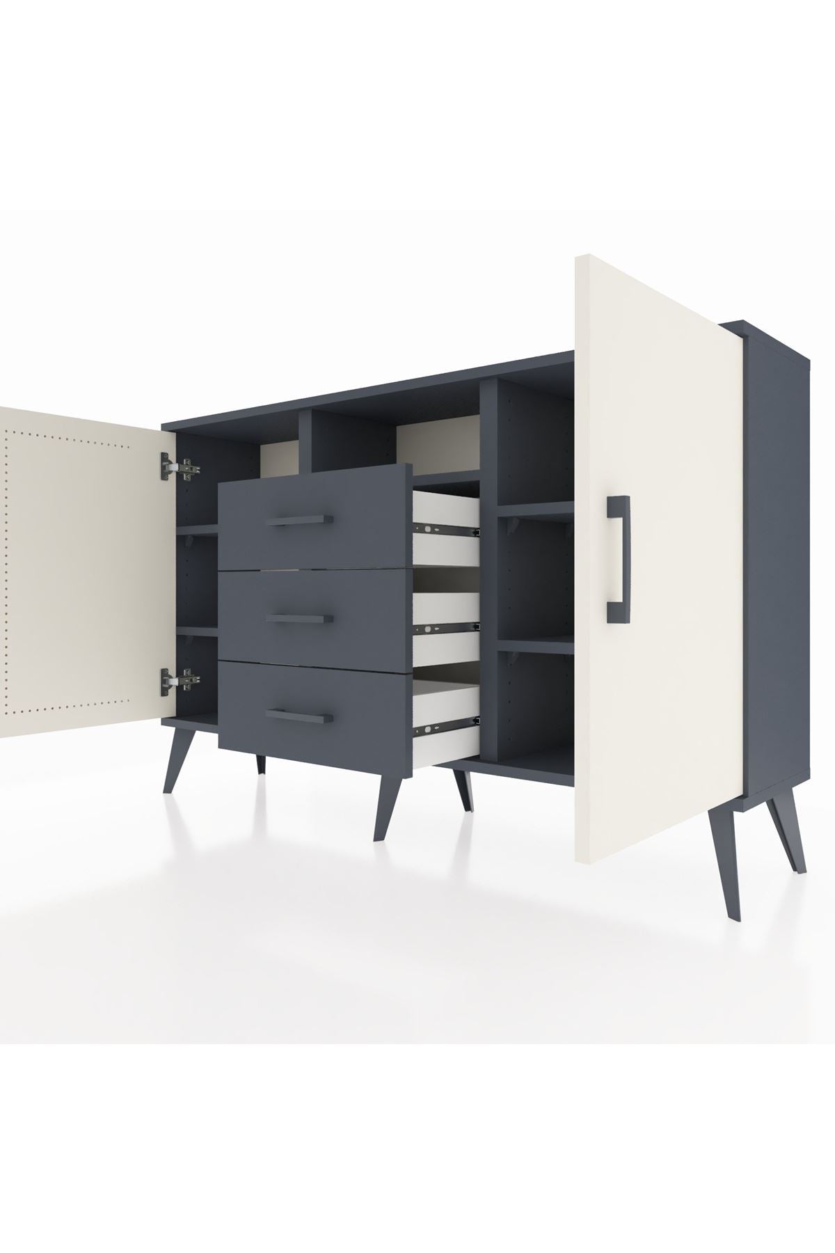 Arges Konsol 5 Raflı 3 Çekmeceli 2 Kapaklı 132x30x83 - S144M018V14A