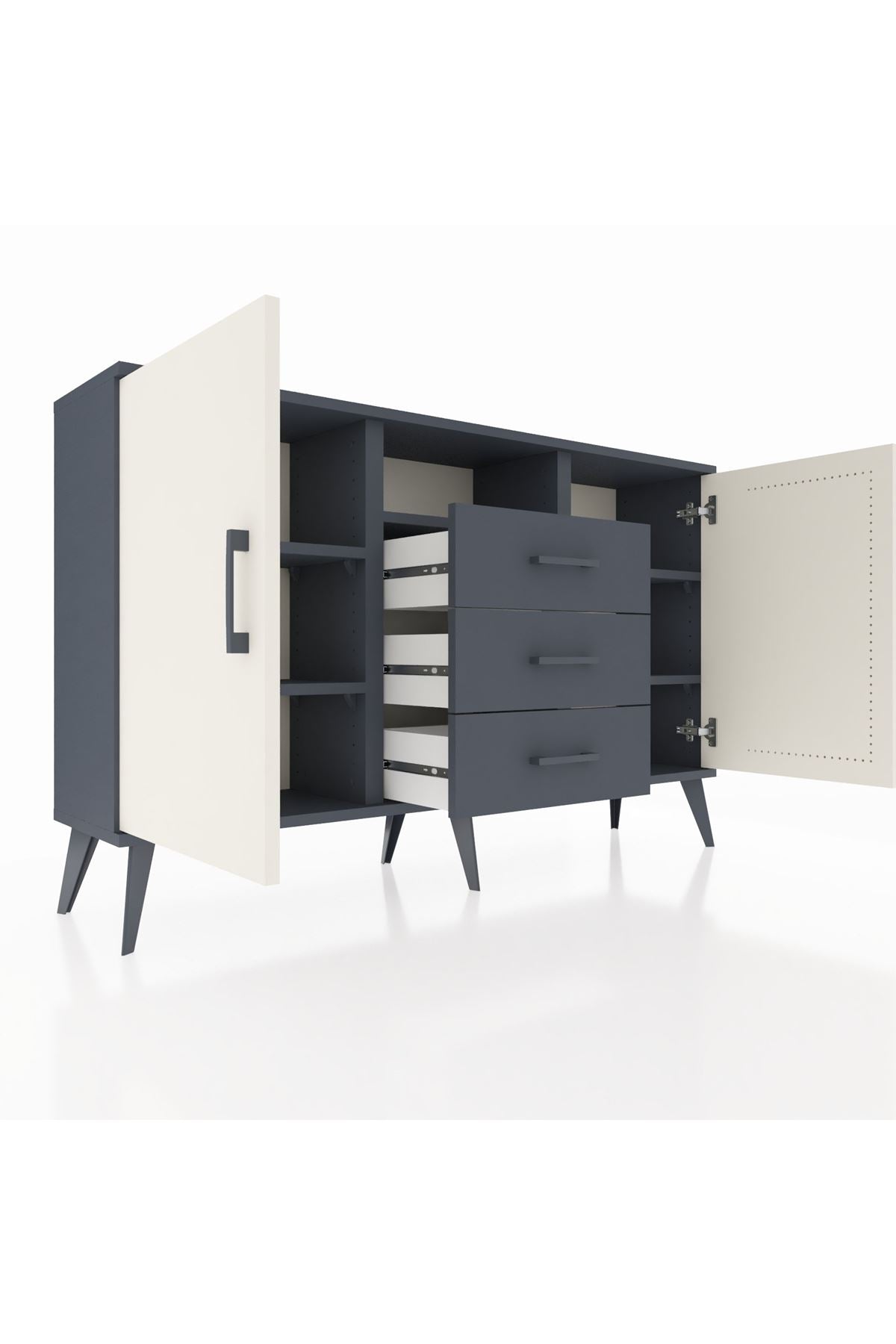 Arges Konsol 5 Raflı 3 Çekmeceli 2 Kapaklı 132x30x83 - S144M018V14A