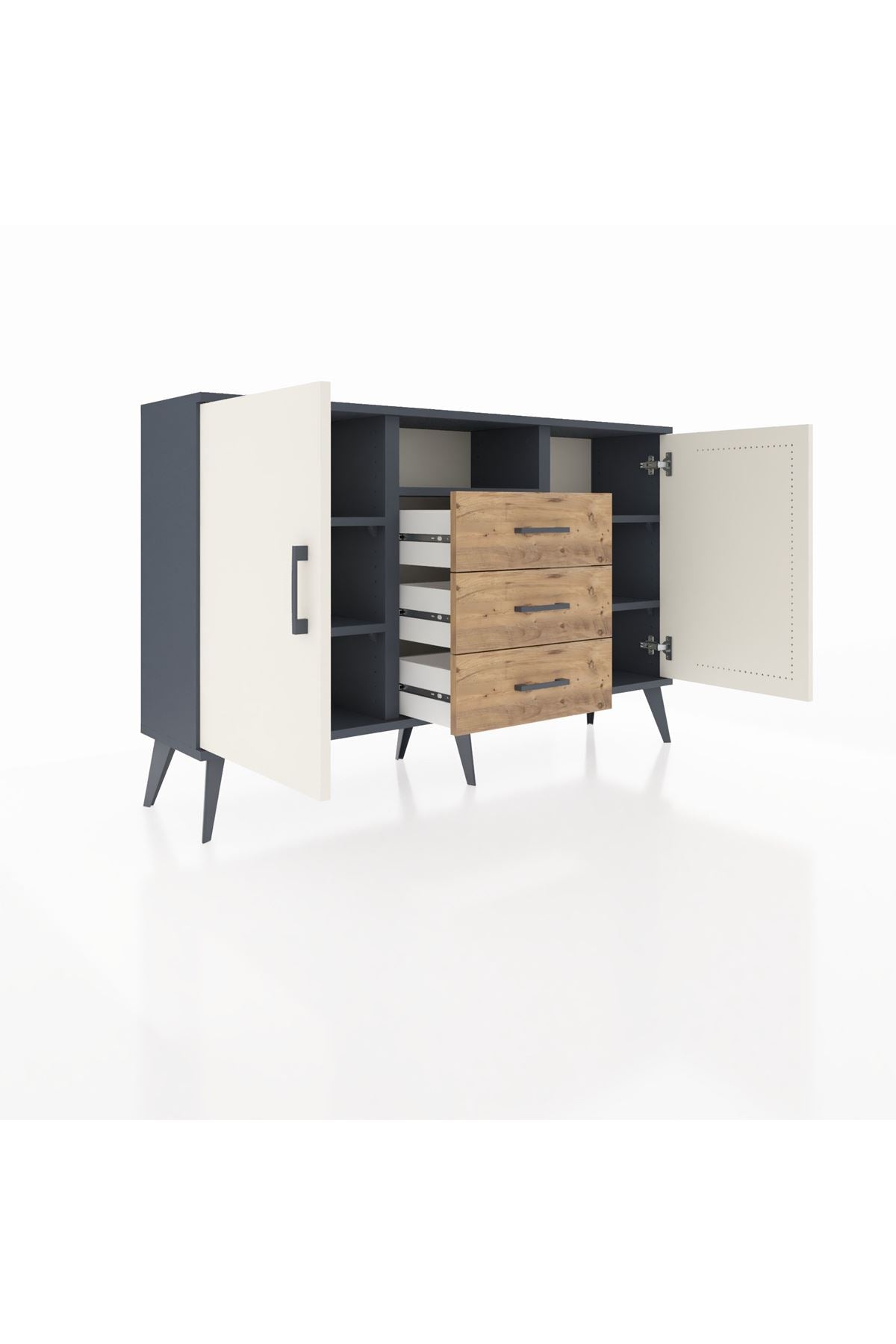 Arges Konsol 5 Raflı 3 Çekmeceli 2 Kapaklı 132x30x83 - S144M018V15A