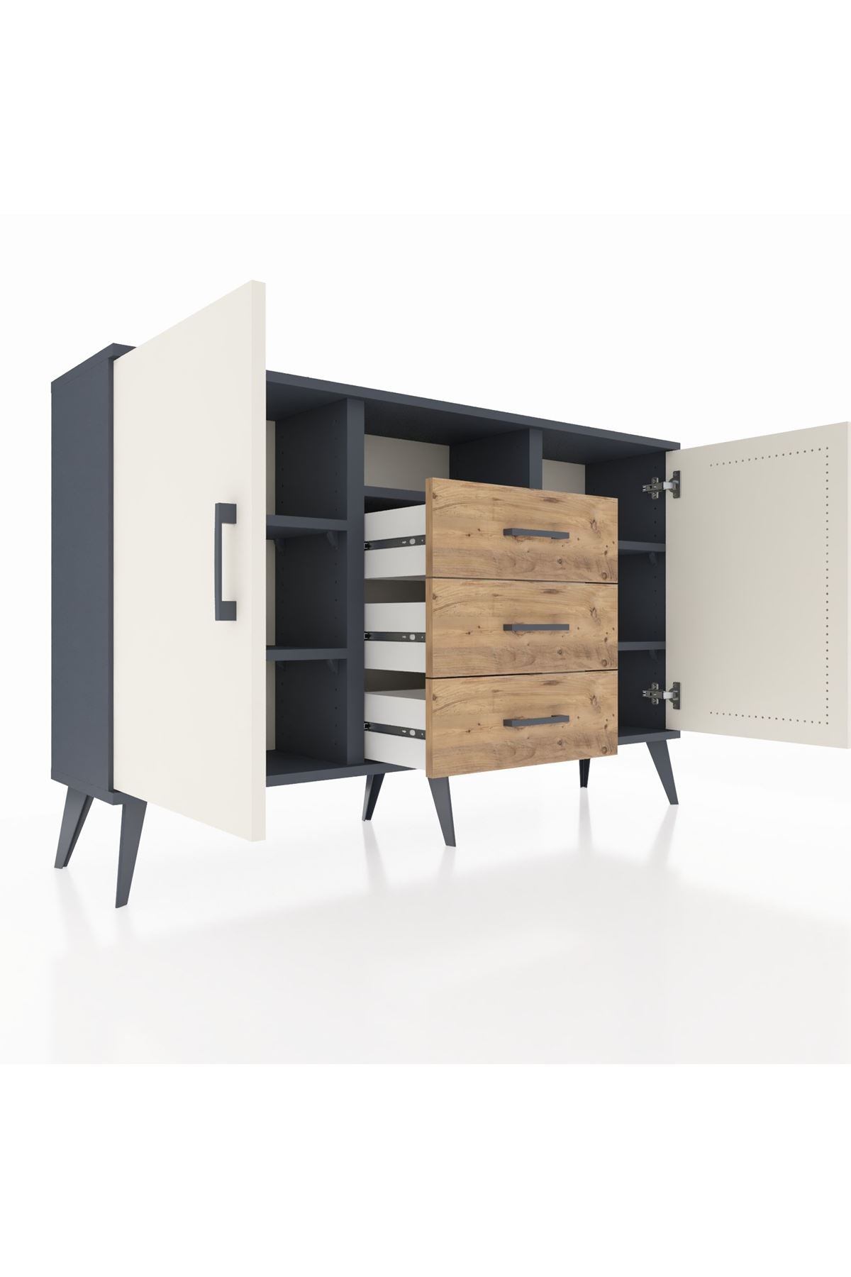 Arges Konsol 5 Raflı 3 Çekmeceli 2 Kapaklı 132x30x83 - S144M018V15A