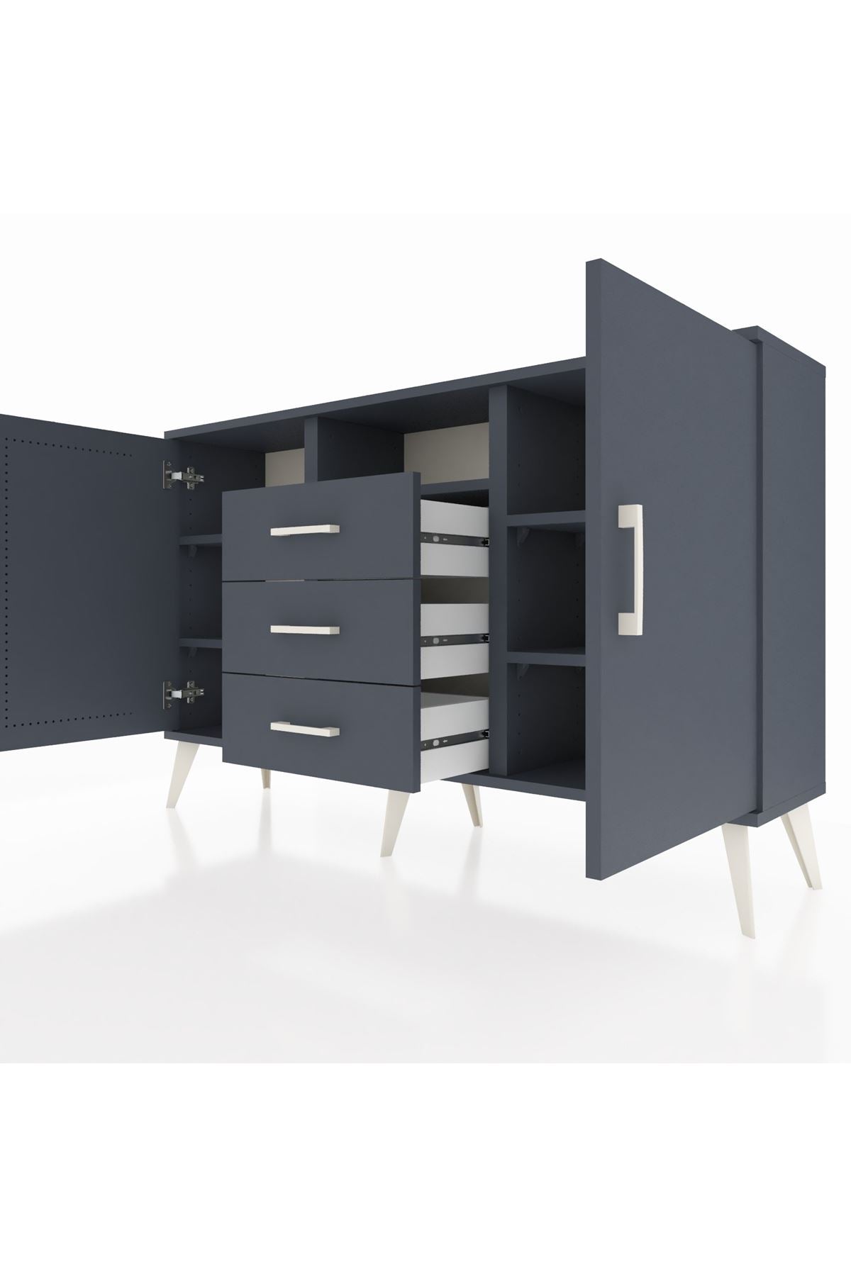 Arges Konsol 5 Raflı 3 Çekmeceli 2 Kapaklı 132x30x83 - S144M018V17A