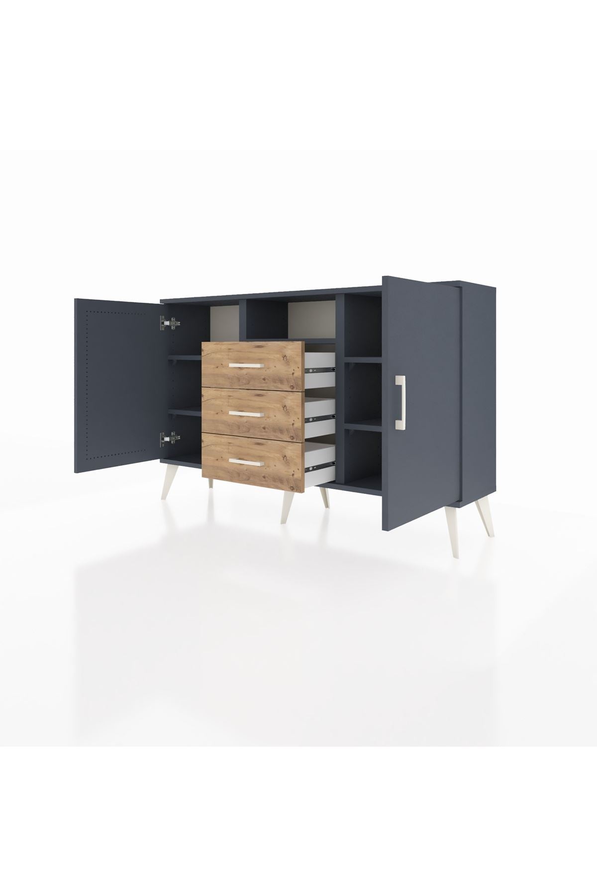 Arges Konsol 5 Raflı 3 Çekmeceli 2 Kapaklı 132x30x83 - S144M018V18A