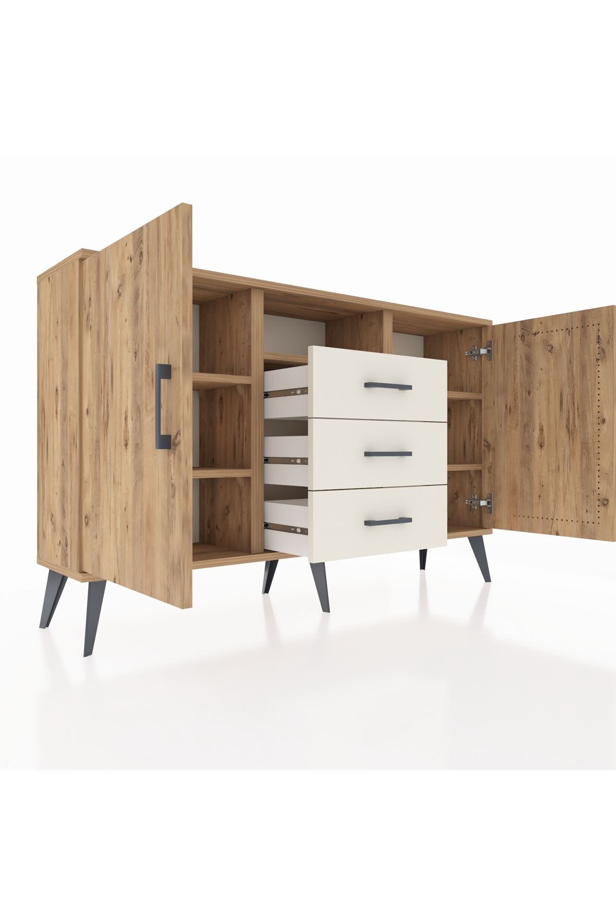 Arges Konsol 5 Raflı 3 Çekmeceli 2 Kapaklı 132x30x83 - S144M018V19A