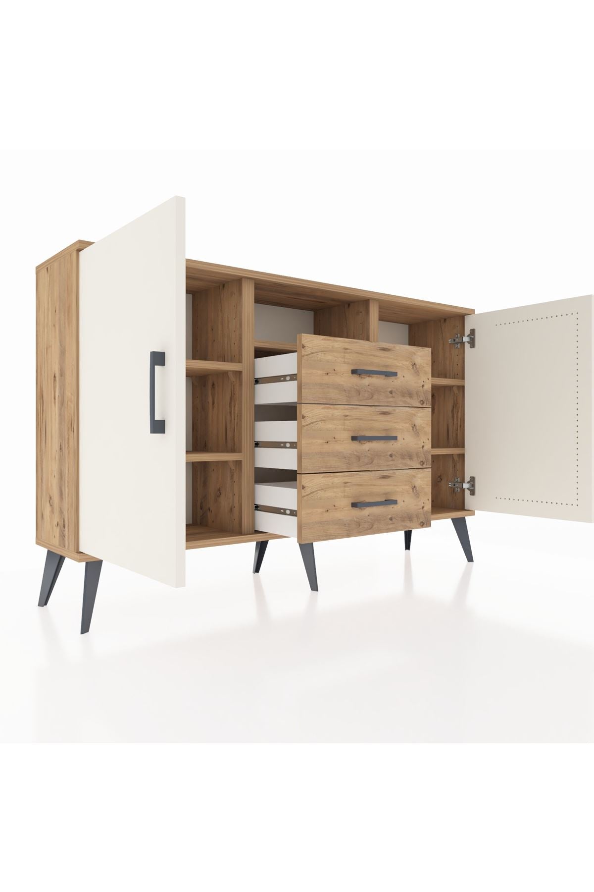 Arges Konsol 5 Raflı 3 Çekmeceli 2 Kapaklı 132x30x83 - S144M018V24A