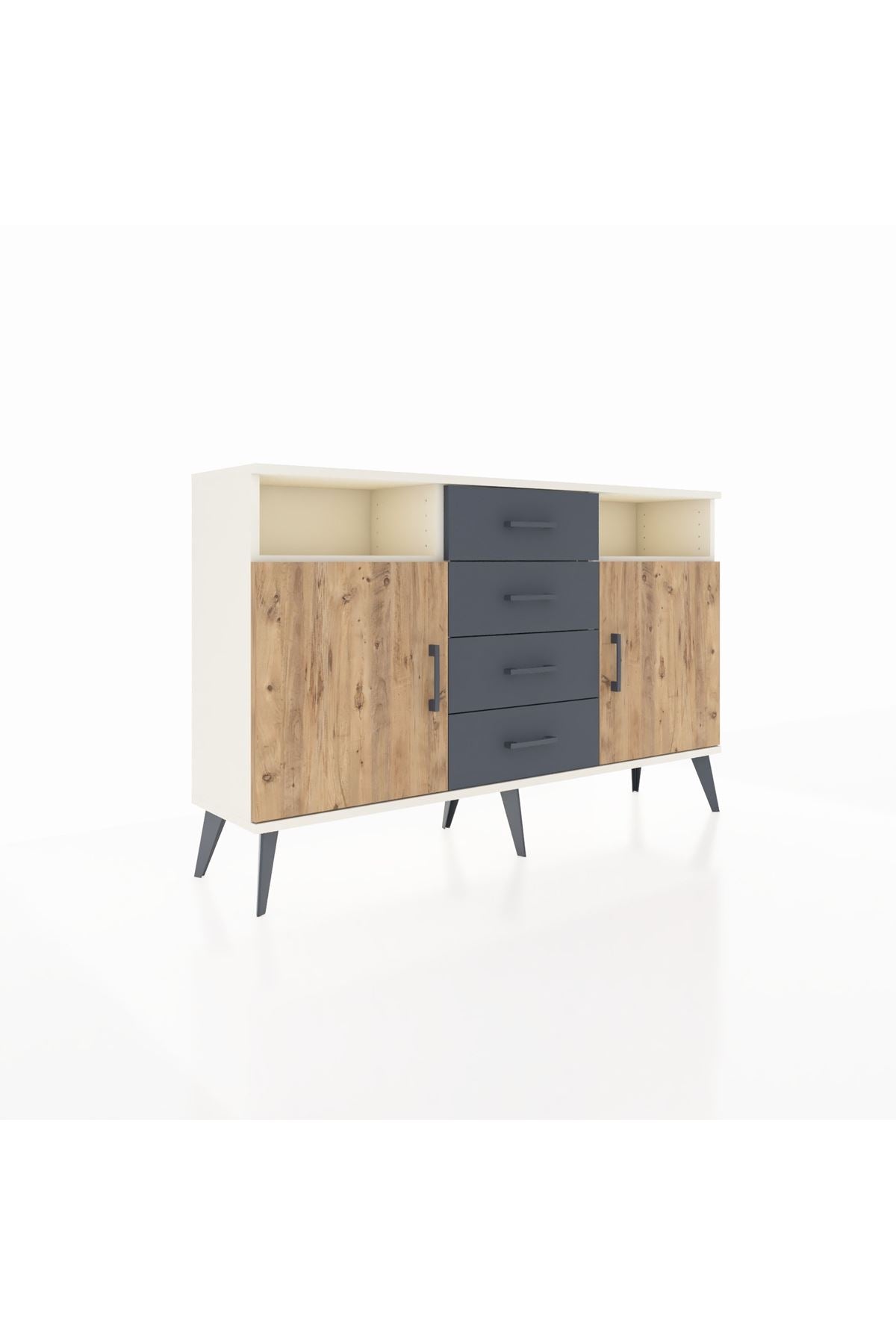 Arges Konsol 4 Raflı 4 Çekmeceli 2 Kapaklı 132x30x83 - S144M019V02A