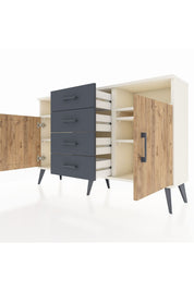 Arges Konsol 4 Raflı 4 Çekmeceli 2 Kapaklı 132x30x83 - S144M019V02A