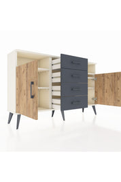 Arges Konsol 4 Raflı 4 Çekmeceli 2 Kapaklı 132x30x83 - S144M019V02A