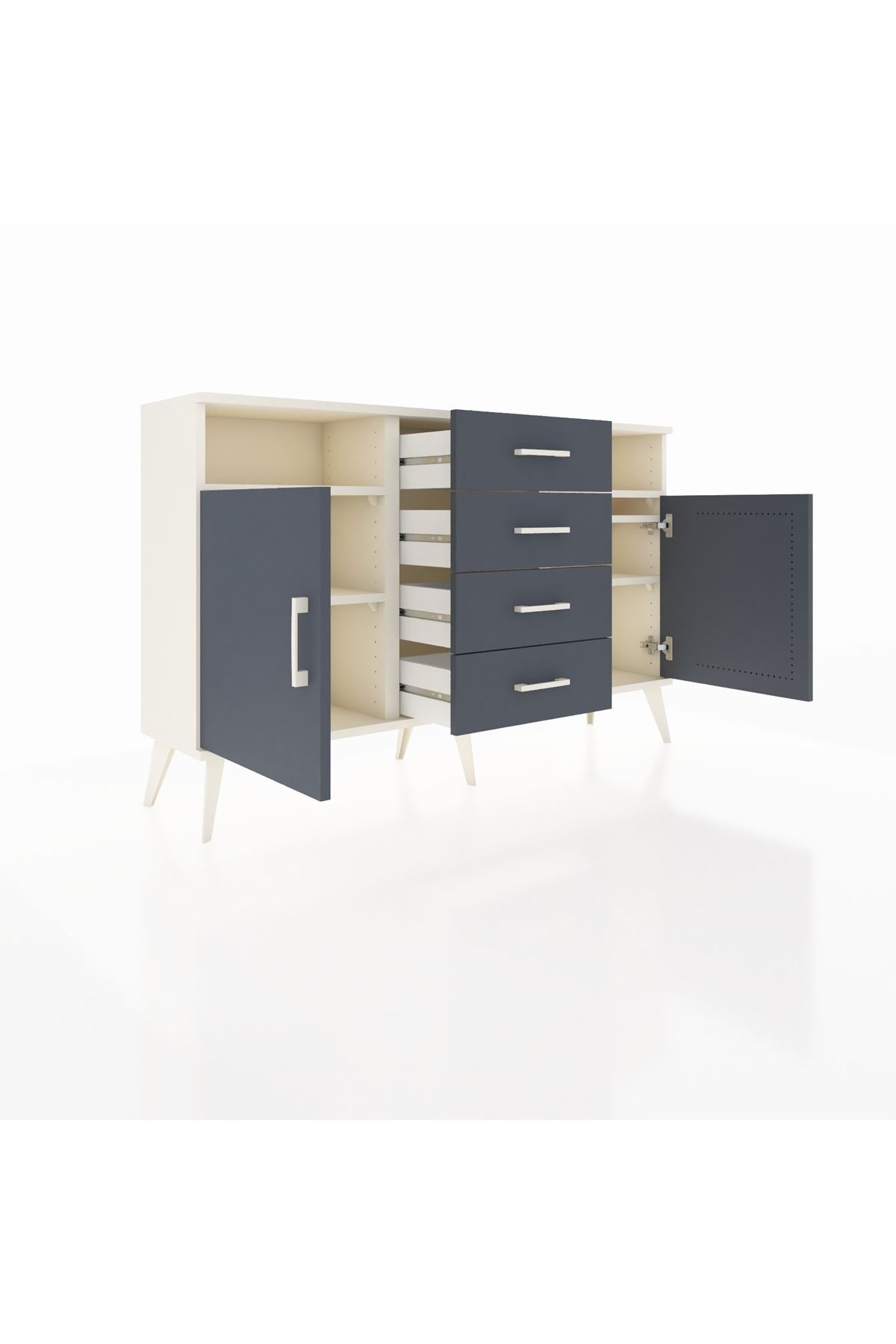 Arges Konsol 4 Raflı 4 Çekmeceli 2 Kapaklı 132x30x83 - S144M019V08A