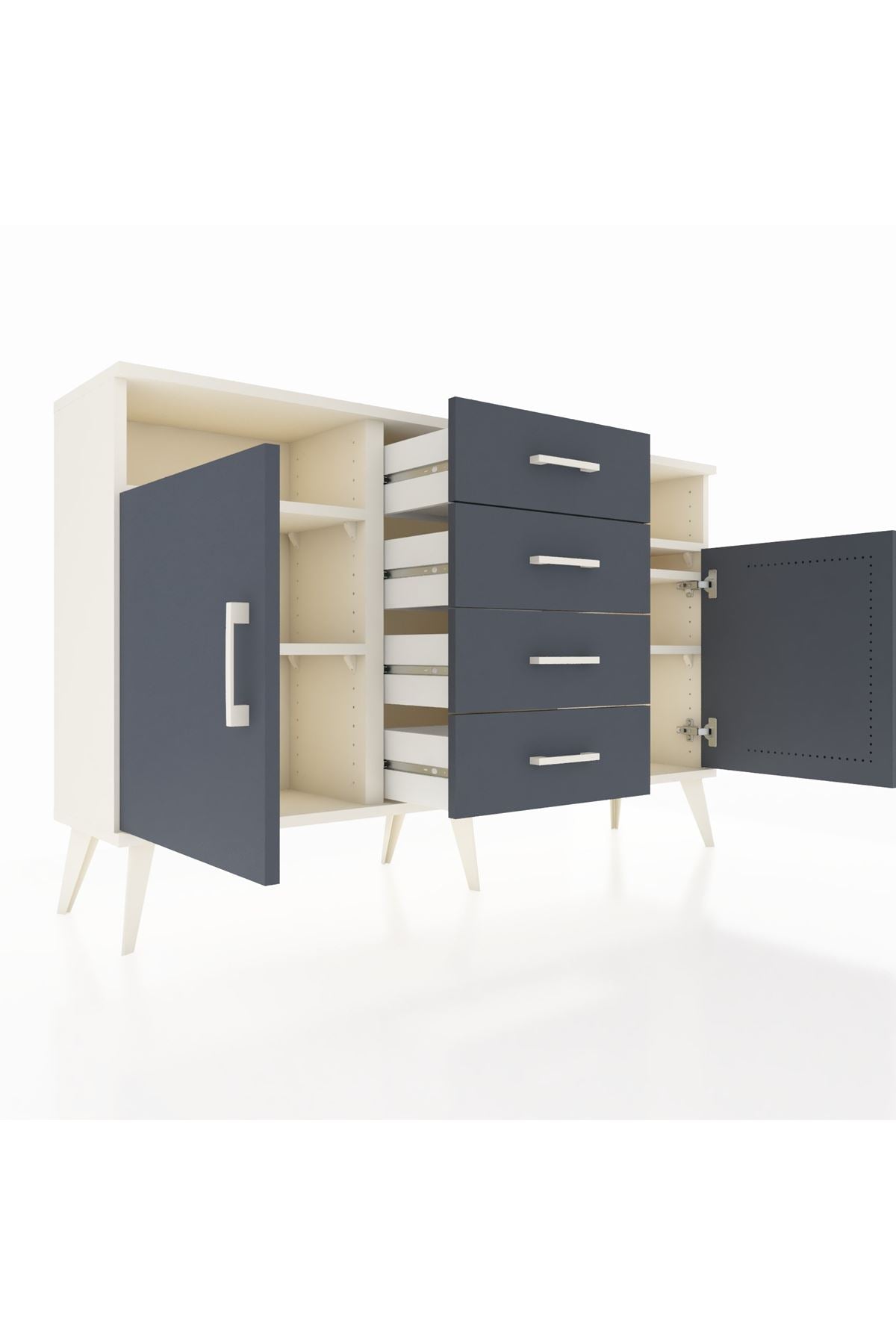 Arges Konsol 4 Raflı 4 Çekmeceli 2 Kapaklı 132x30x83 - S144M019V08A