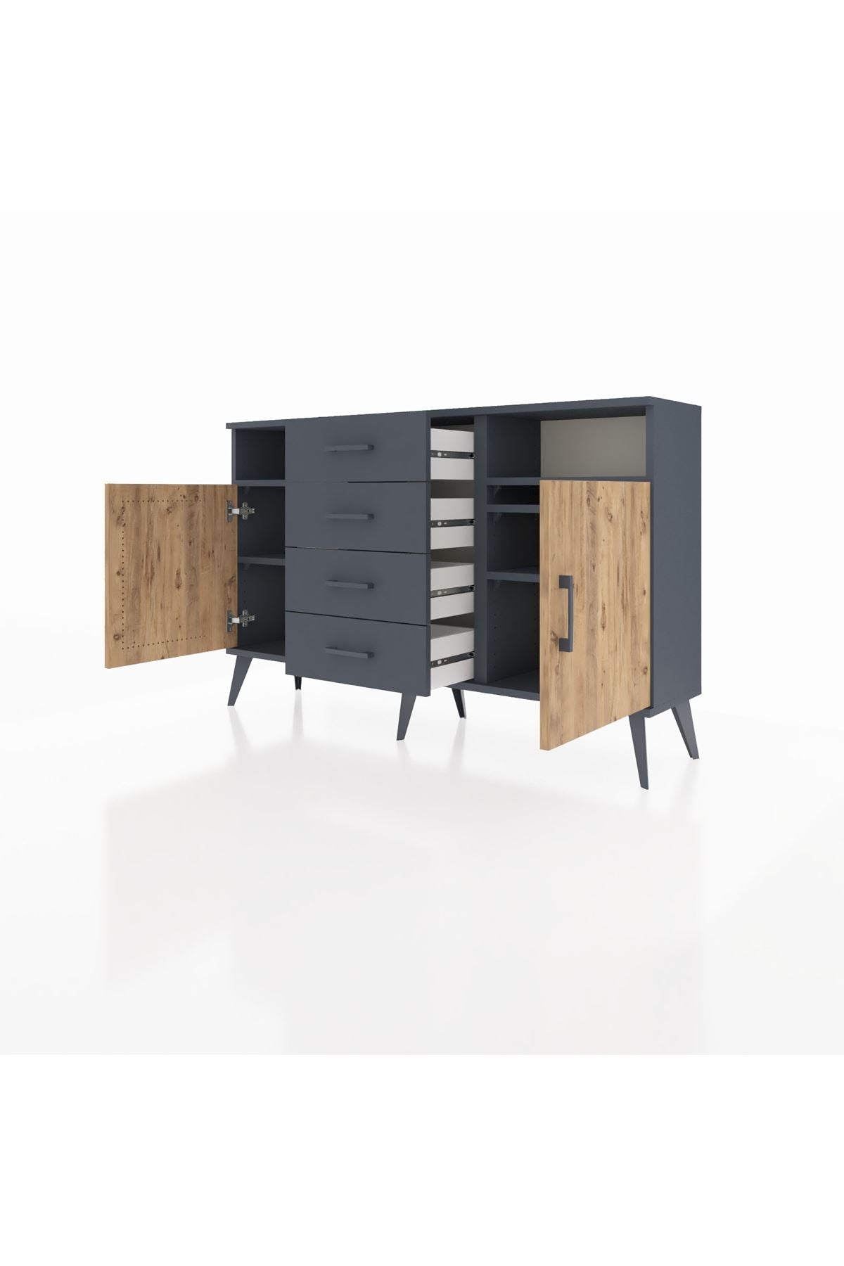 Arges Konsol 4 Raflı 4 Çekmeceli 2 Kapaklı 132x30x83 - S144M019V11A