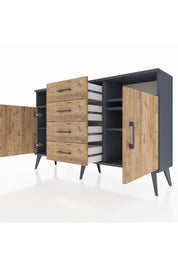 Arges Konsol 4 Raflı 4 Çekmeceli 2 Kapaklı 132x30x83 - S144M019V12A