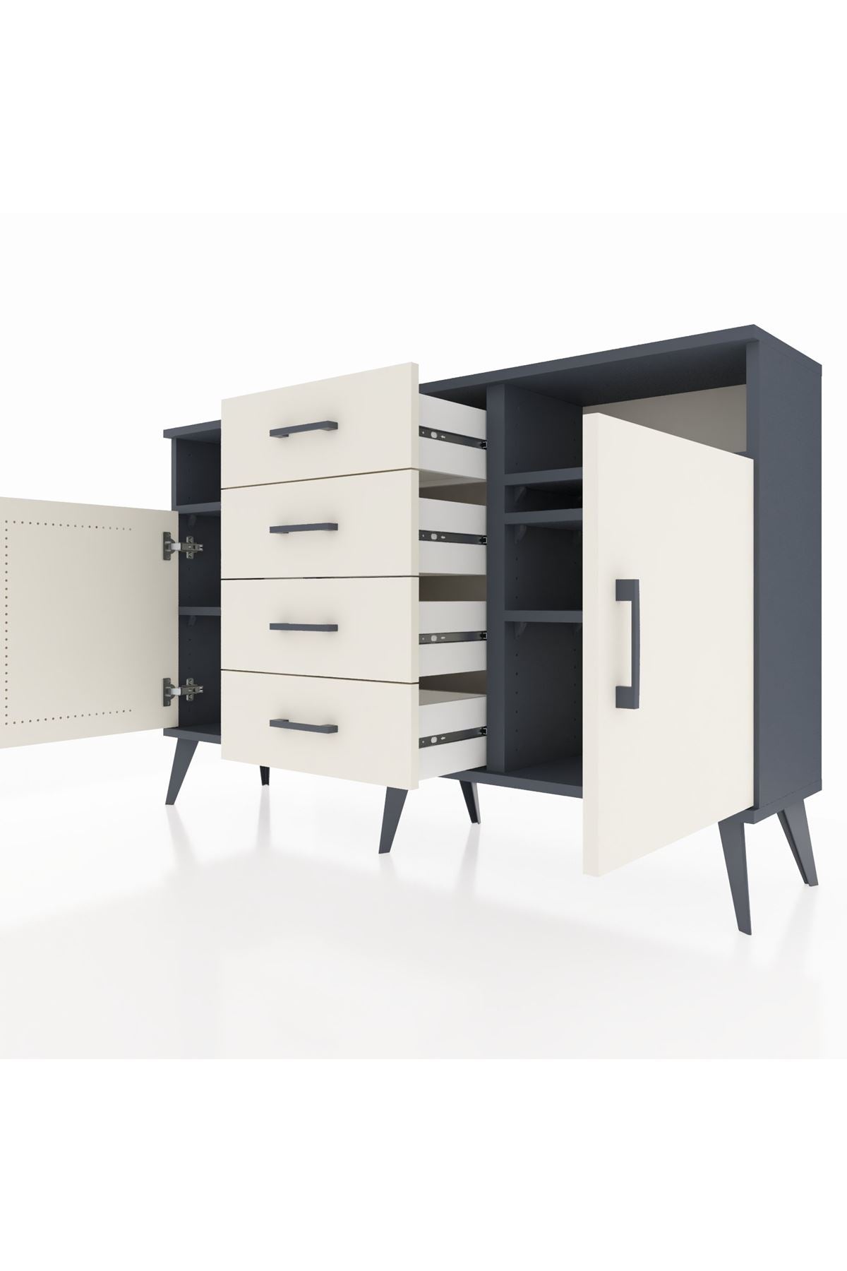 Arges Konsol 4 Raflı 4 Çekmeceli 2 Kapaklı 132x30x83 - S144M019V13A