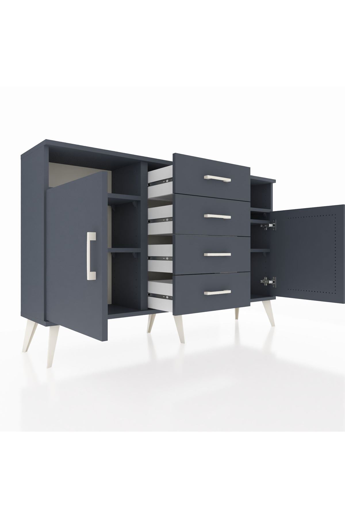 Arges Konsol 4 Raflı 4 Çekmeceli 2 Kapaklı 132x30x83 - S144M019V17A