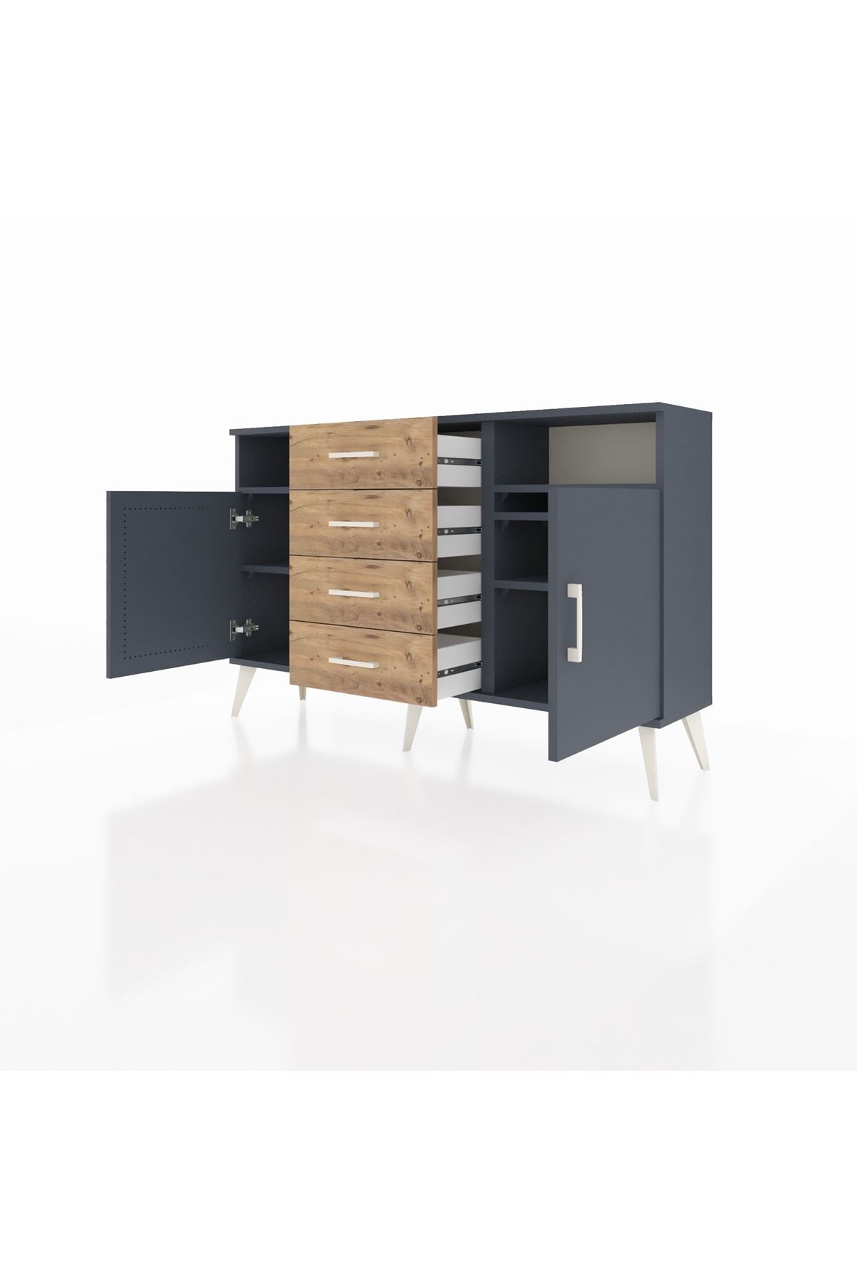 Arges Konsol 4 Raflı 4 Çekmeceli 2 Kapaklı 132x30x83 - S144M019V18A