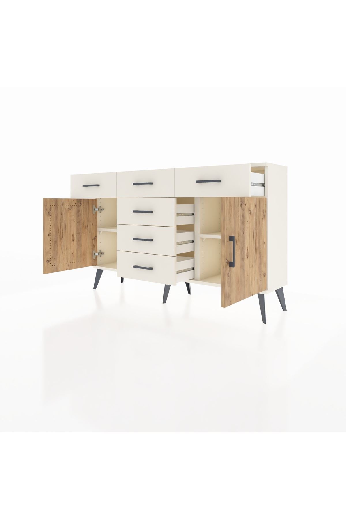 Arges Konsol 2 Raflı 6 Çekmeceli 2 Kapaklı 132x30x83 - S144M020V01A