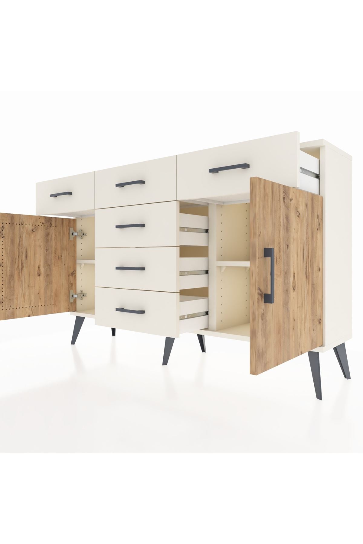 Arges Konsol 2 Raflı 6 Çekmeceli 2 Kapaklı 132x30x83 - S144M020V01A