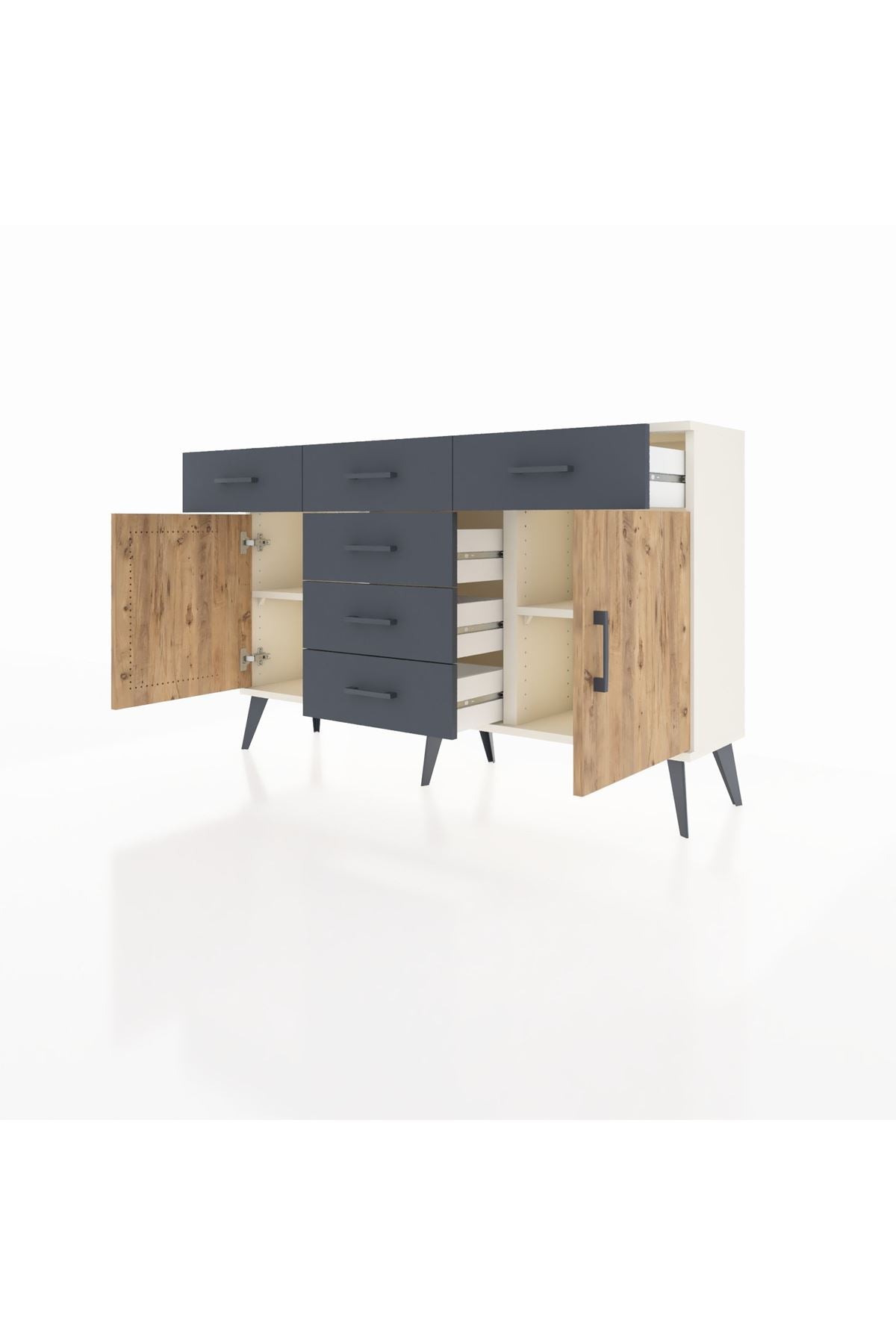 Arges Konsol 2 Raflı 6 Çekmeceli 2 Kapaklı 132x30x83 - S144M020V02A