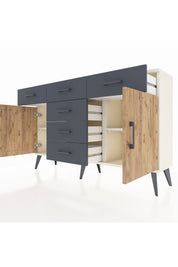 Arges Konsol 2 Raflı 6 Çekmeceli 2 Kapaklı 132x30x83 - S144M020V02A