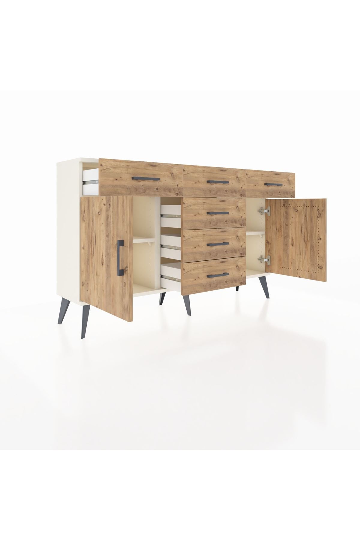 Arges Konsol 2 Raflı 6 Çekmeceli 2 Kapaklı 132x30x83 - S144M020V03A