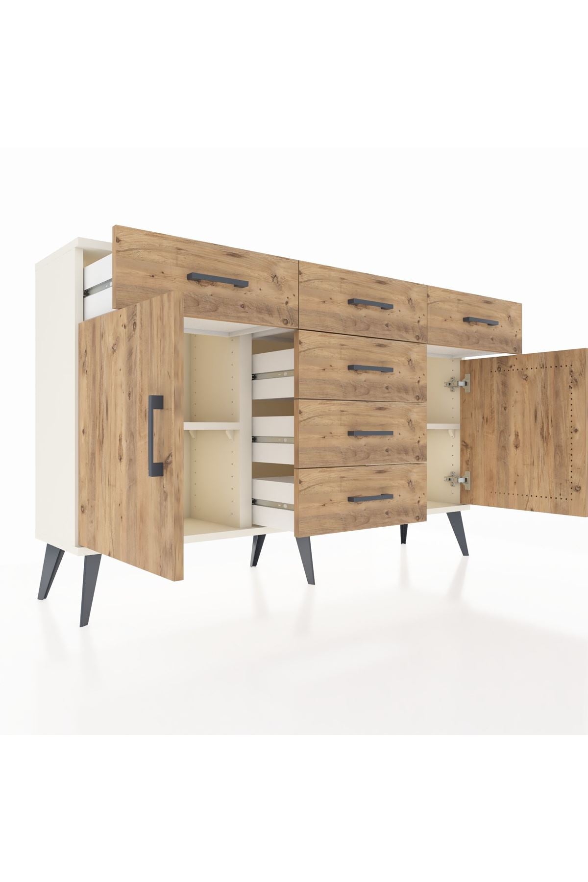 Arges Konsol 2 Raflı 6 Çekmeceli 2 Kapaklı 132x30x83 - S144M020V03A