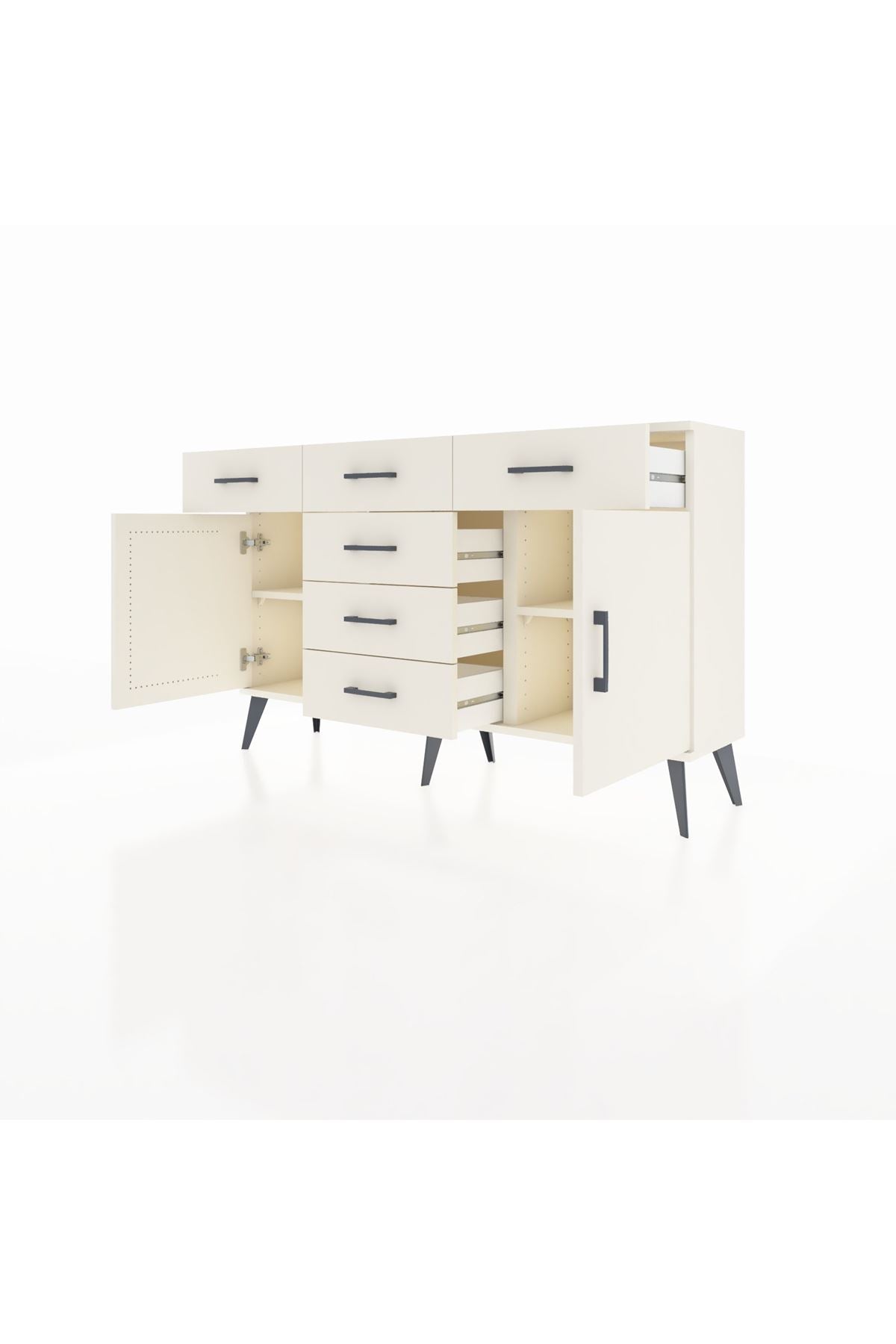 Arges Konsol 2 Raflı 6 Çekmeceli 2 Kapaklı 132x30x83 - S144M020V04A