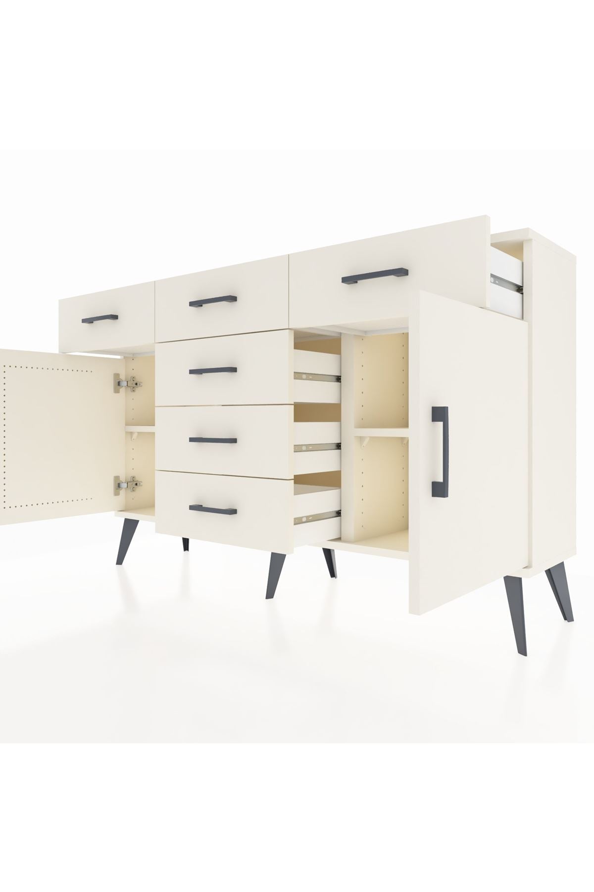 Arges Konsol 2 Raflı 6 Çekmeceli 2 Kapaklı 132x30x83 - S144M020V04A