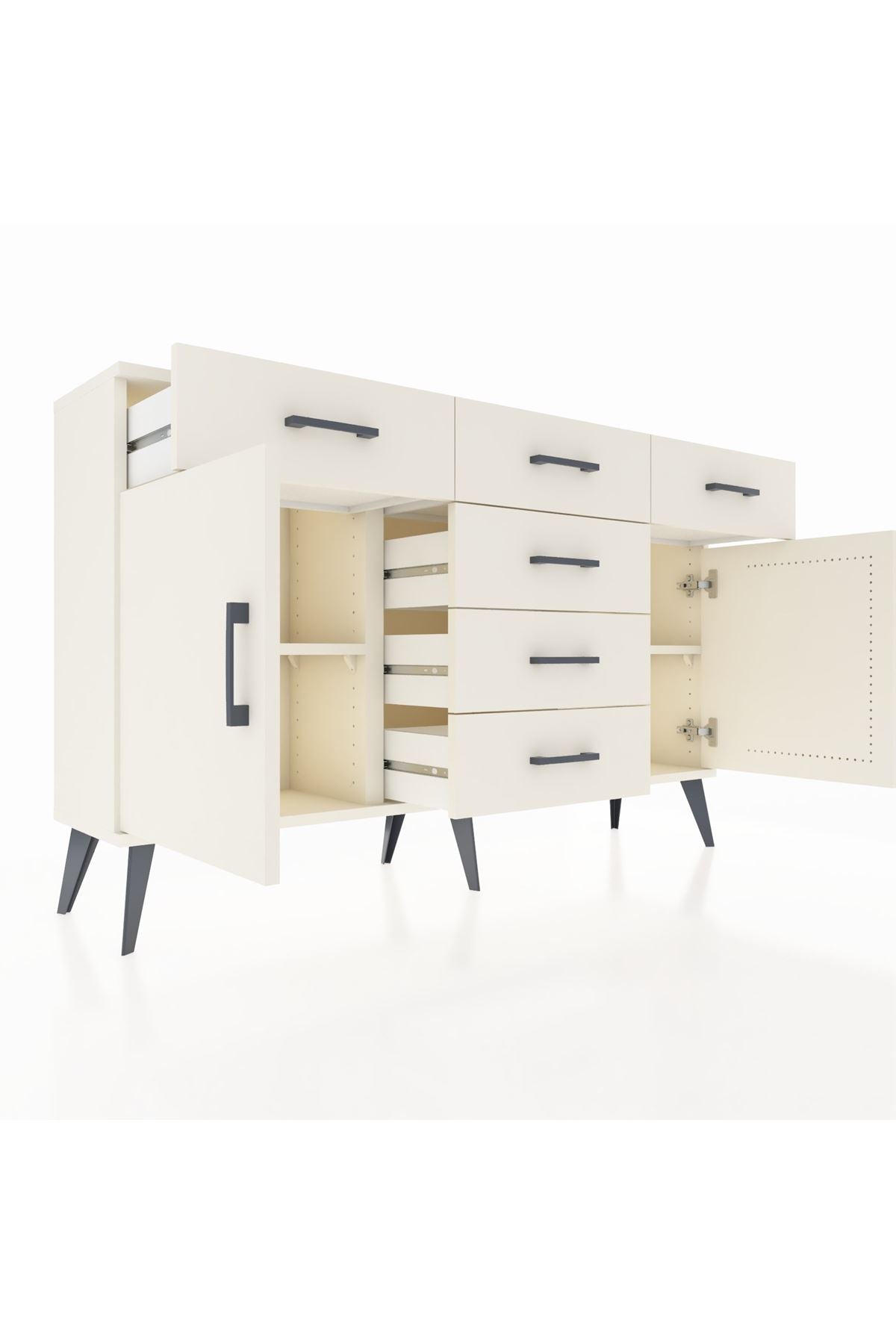 Arges Konsol 2 Raflı 6 Çekmeceli 2 Kapaklı 132x30x83 - S144M020V04A