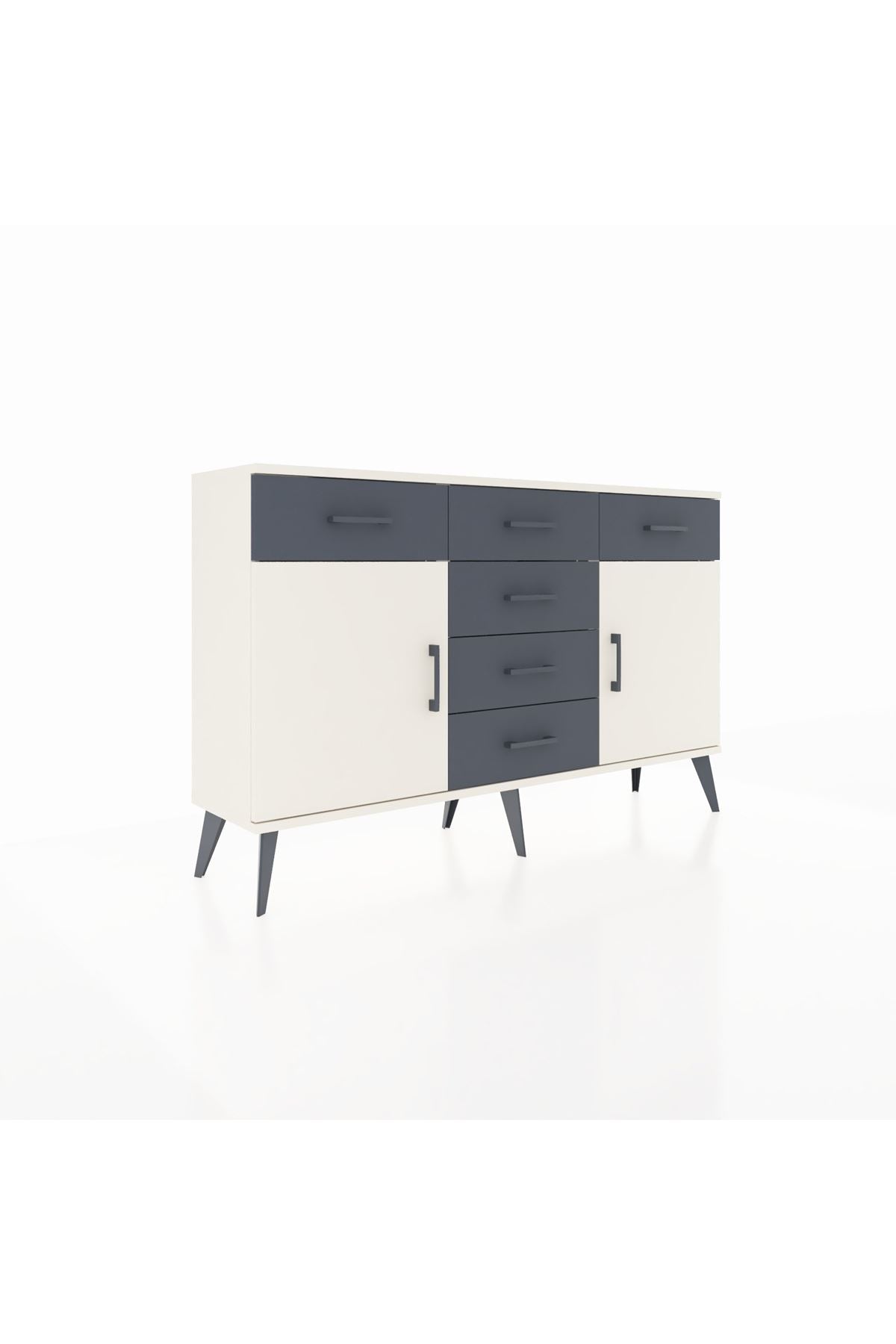 Arges Konsol 2 Raflı 6 Çekmeceli 2 Kapaklı 132x30x83 - S144M020V05A