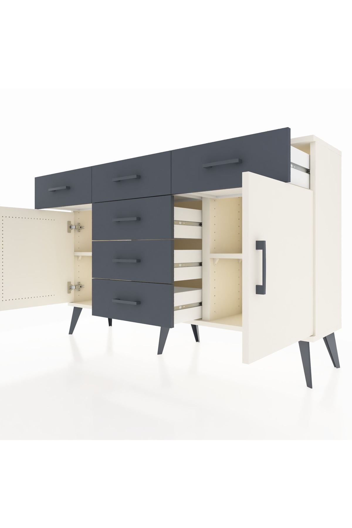 Arges Konsol 2 Raflı 6 Çekmeceli 2 Kapaklı 132x30x83 - S144M020V05A