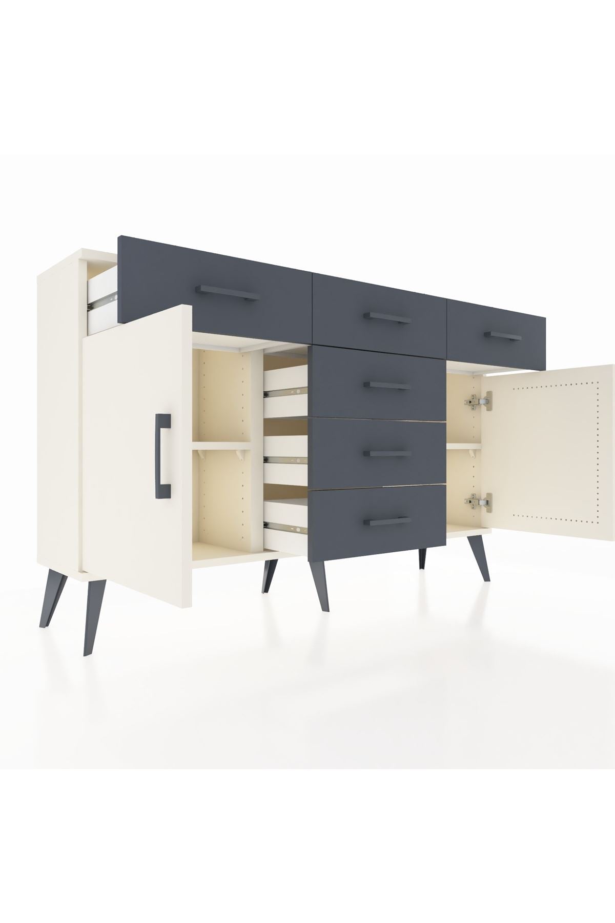 Arges Konsol 2 Raflı 6 Çekmeceli 2 Kapaklı 132x30x83 - S144M020V05A