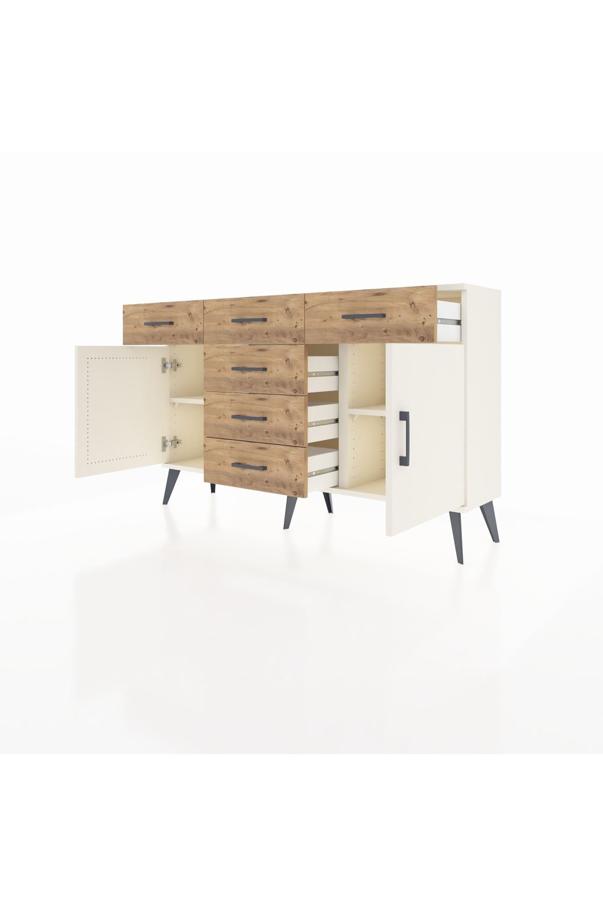 Arges Konsol 2 Raflı 6 Çekmeceli 2 Kapaklı 132x30x83 - S144M020V06A