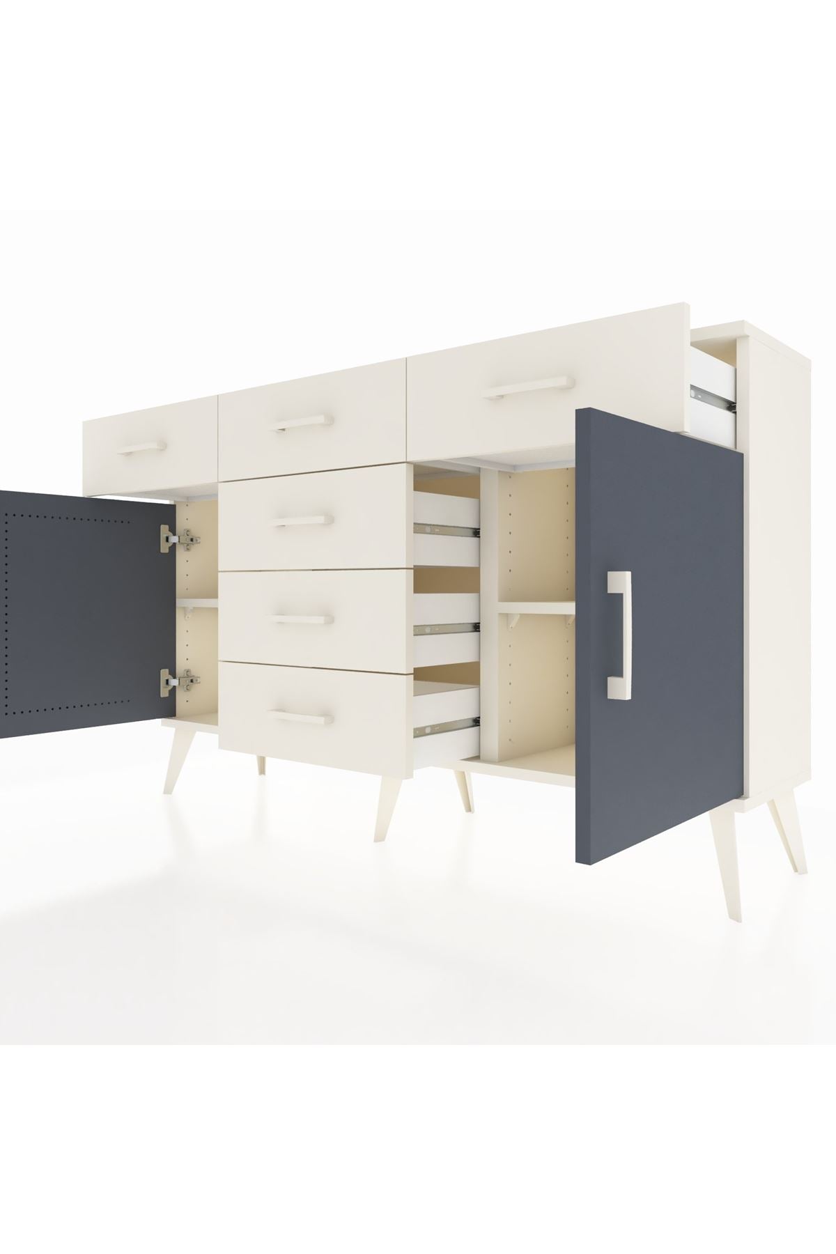 Arges Konsol 2 Raflı 6 Çekmeceli 2 Kapaklı 132x30x83 - S144M020V07A