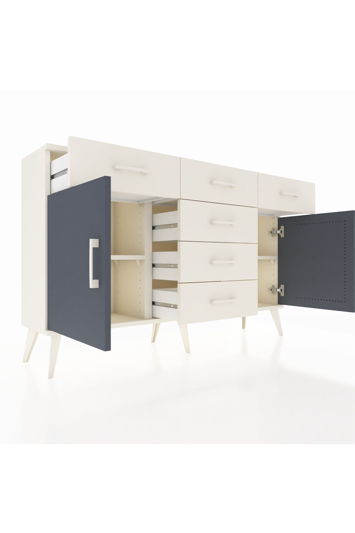 Arges Konsol 2 Raflı 6 Çekmeceli 2 Kapaklı 132x30x83 - S144M020V07A