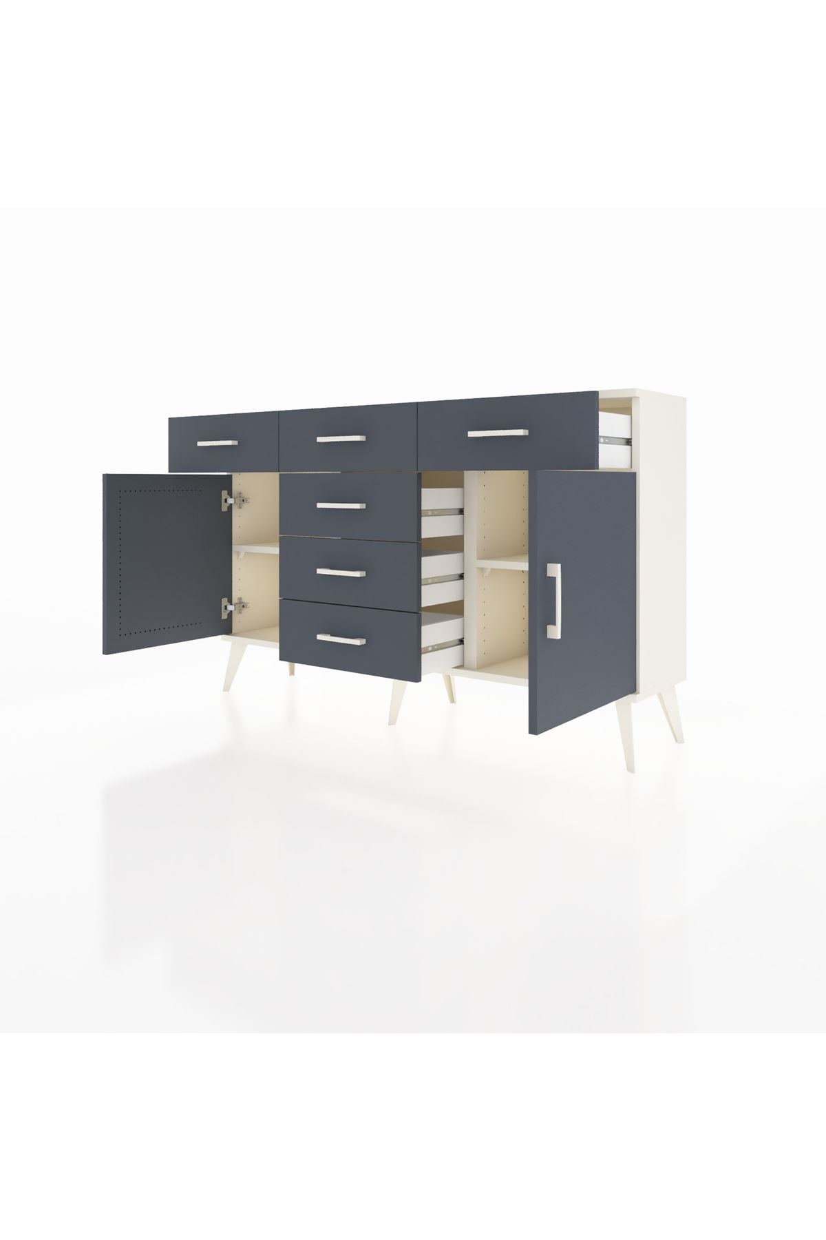 Arges Konsol 2 Raflı 6 Çekmeceli 2 Kapaklı 132x30x83 - S144M020V08A