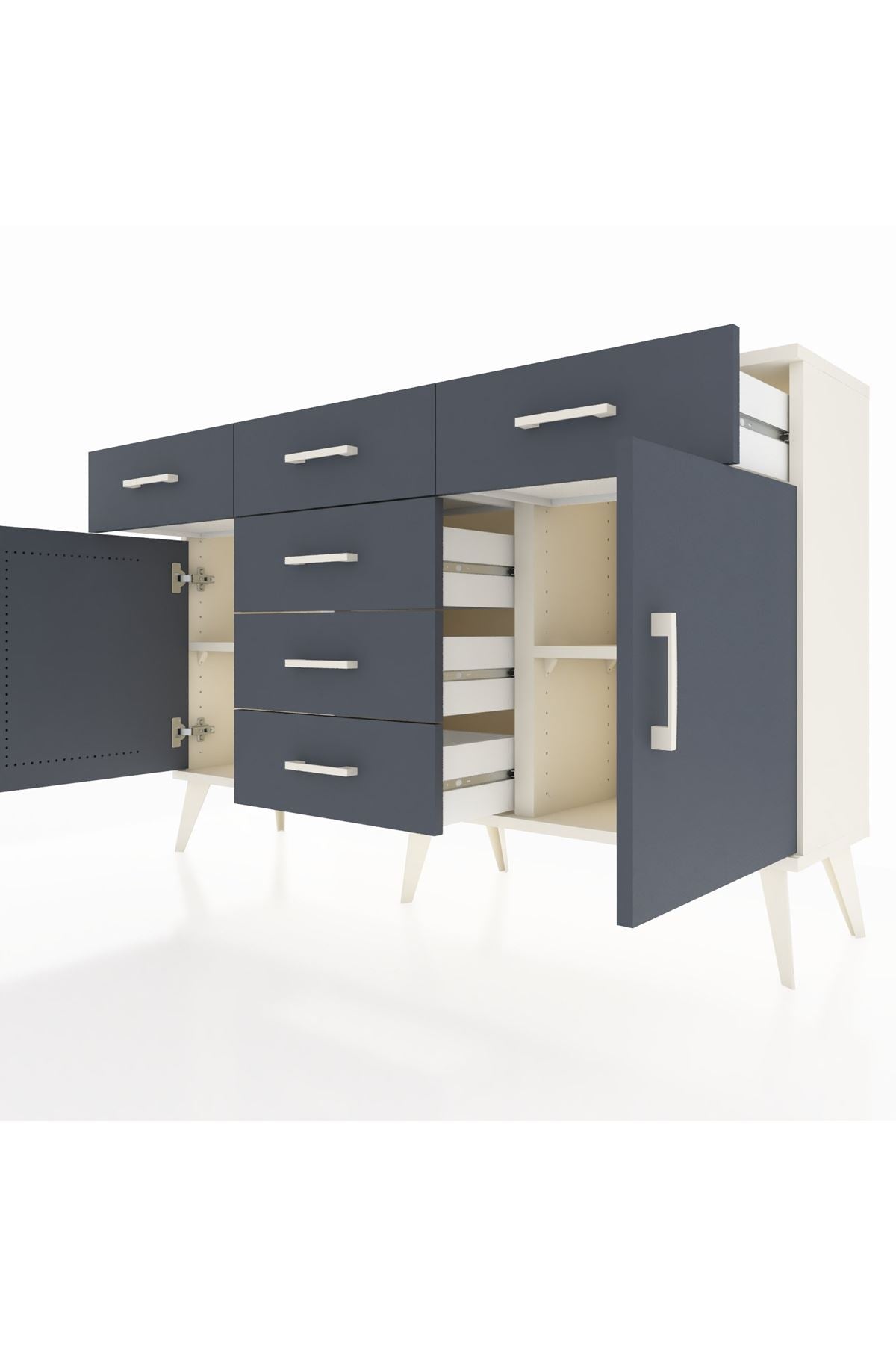 Arges Konsol 2 Raflı 6 Çekmeceli 2 Kapaklı 132x30x83 - S144M020V08A