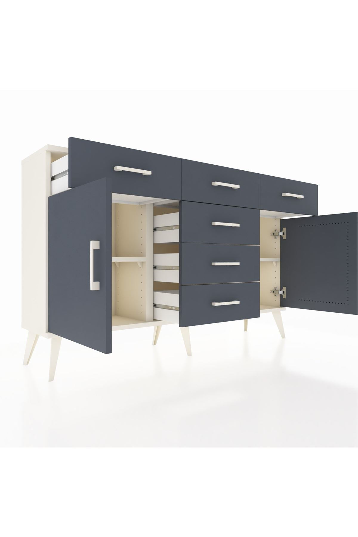 Arges Konsol 2 Raflı 6 Çekmeceli 2 Kapaklı 132x30x83 - S144M020V08A