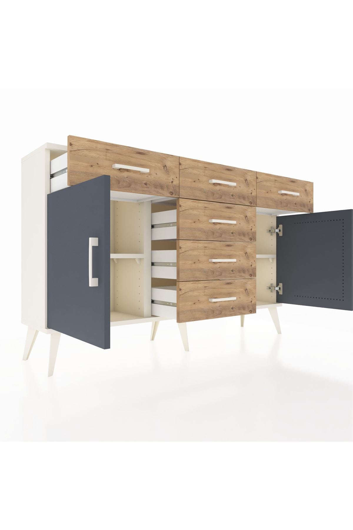 Arges Konsol 2 Raflı 6 Çekmeceli 2 Kapaklı 132x30x83 - S144M020V09A