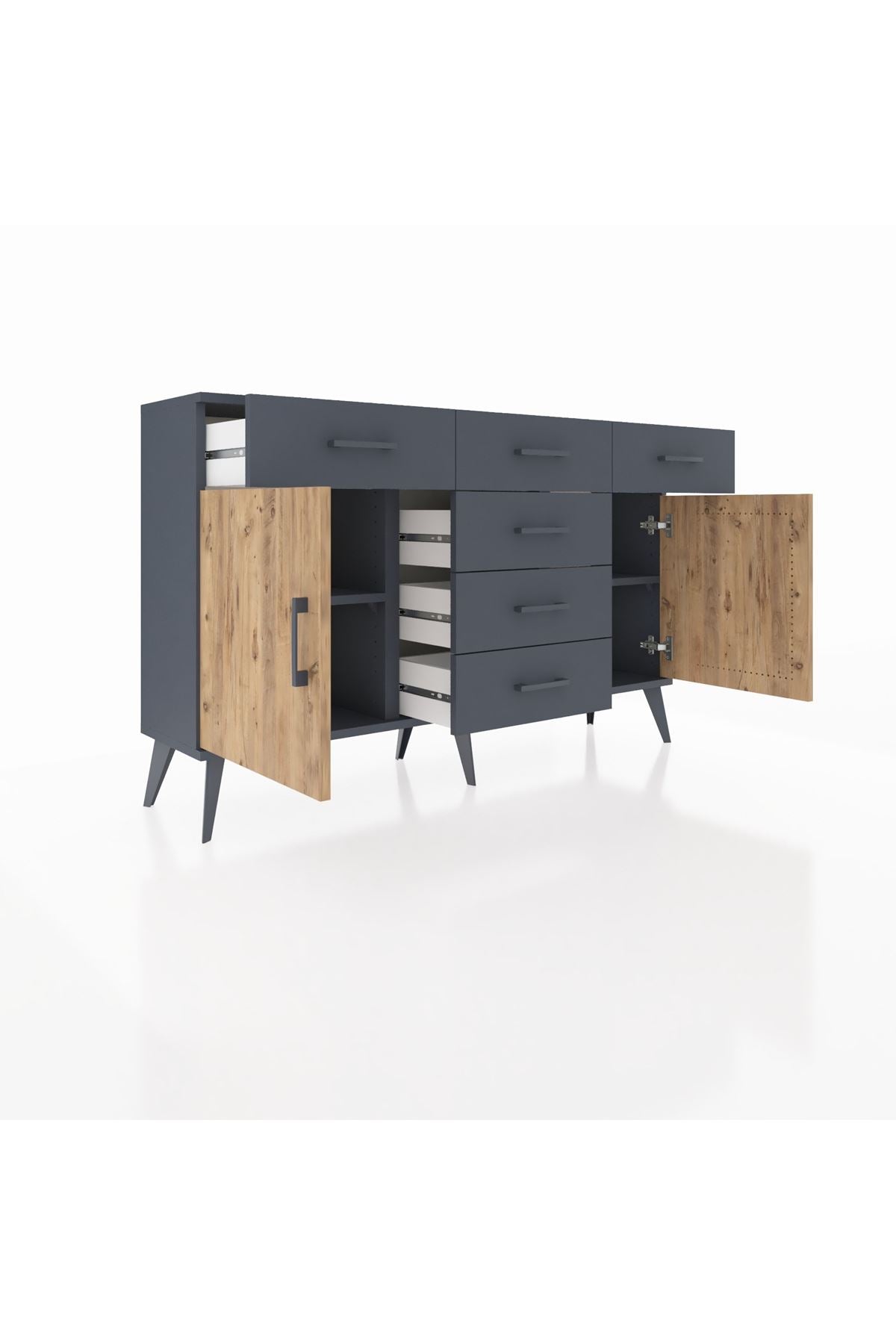 Arges Konsol 2 Raflı 6 Çekmeceli 2 Kapaklı 132x30x83 - S144M020V11A