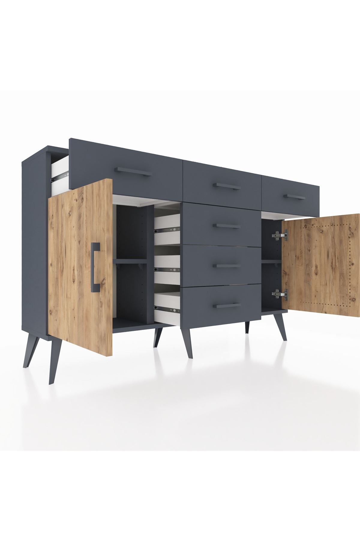 Arges Konsol 2 Raflı 6 Çekmeceli 2 Kapaklı 132x30x83 - S144M020V11A