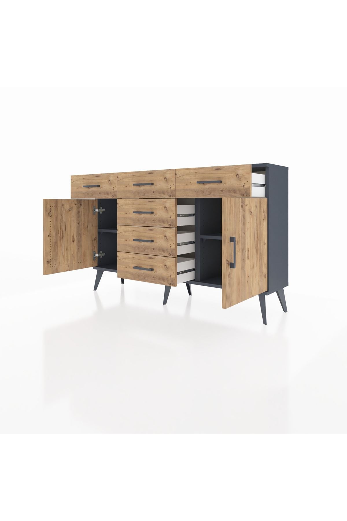 Arges Konsol 2 Raflı 6 Çekmeceli 2 Kapaklı 132x30x83 - S144M020V12A