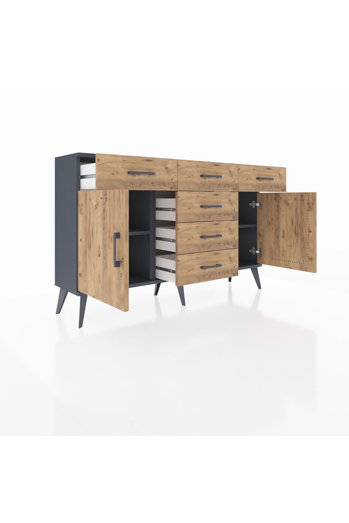 Arges Konsol 2 Raflı 6 Çekmeceli 2 Kapaklı 132x30x83 - S144M020V12A