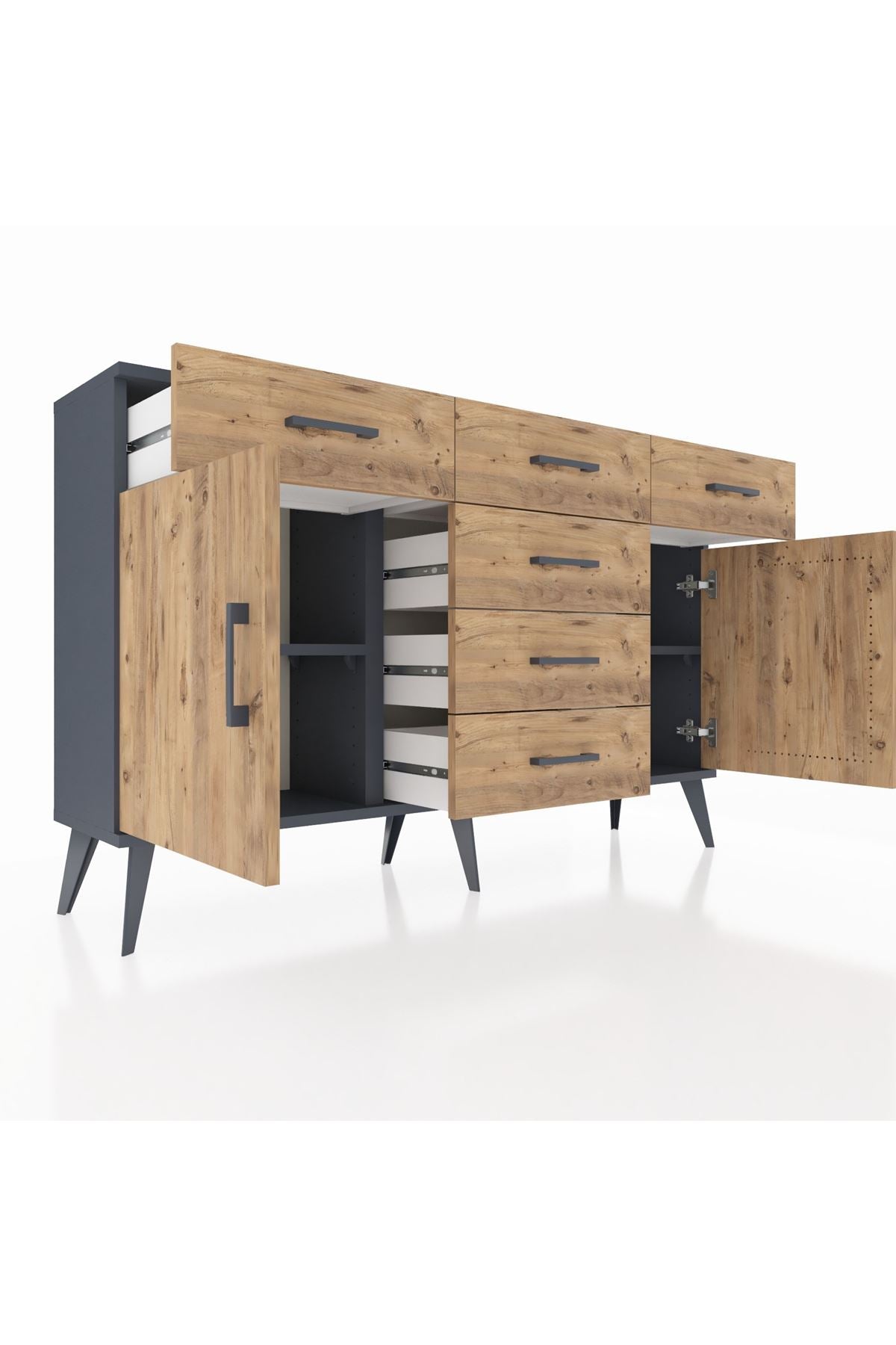 Arges Konsol 2 Raflı 6 Çekmeceli 2 Kapaklı 132x30x83 - S144M020V12A