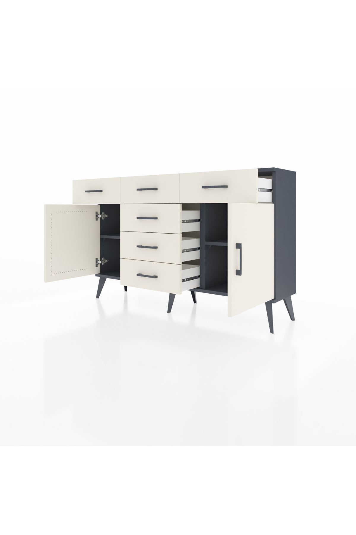 Arges Konsol 2 Raflı 6 Çekmeceli 2 Kapaklı 132x30x83 - S144M020V13A