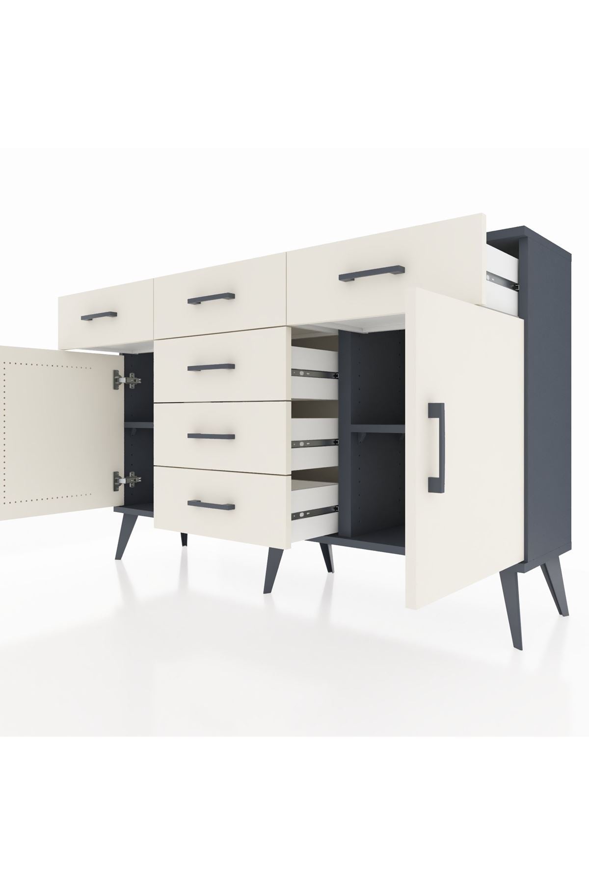 Arges Konsol 2 Raflı 6 Çekmeceli 2 Kapaklı 132x30x83 - S144M020V13A