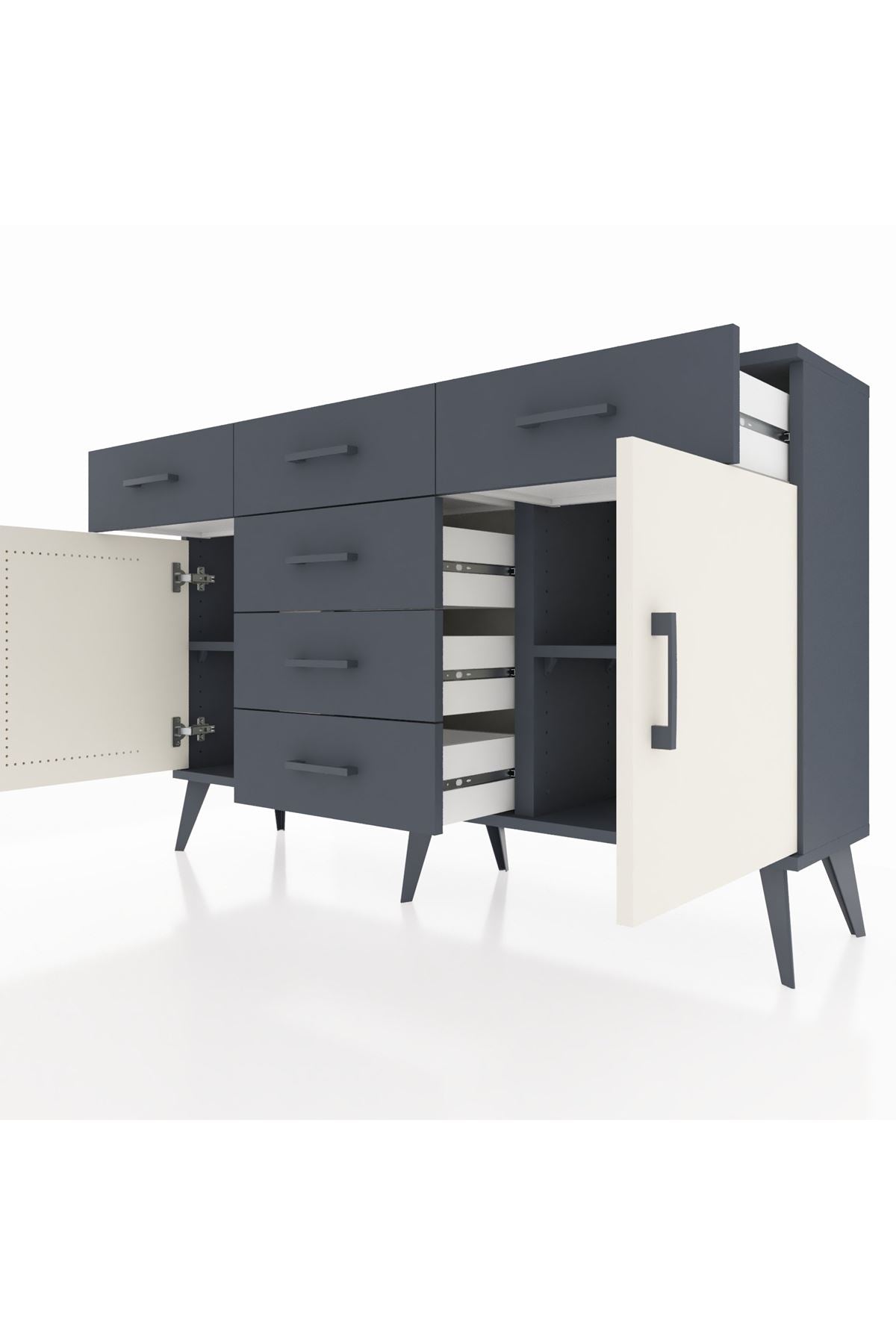 Arges Konsol 2 Raflı 6 Çekmeceli 2 Kapaklı 132x30x83 - S144M020V14A