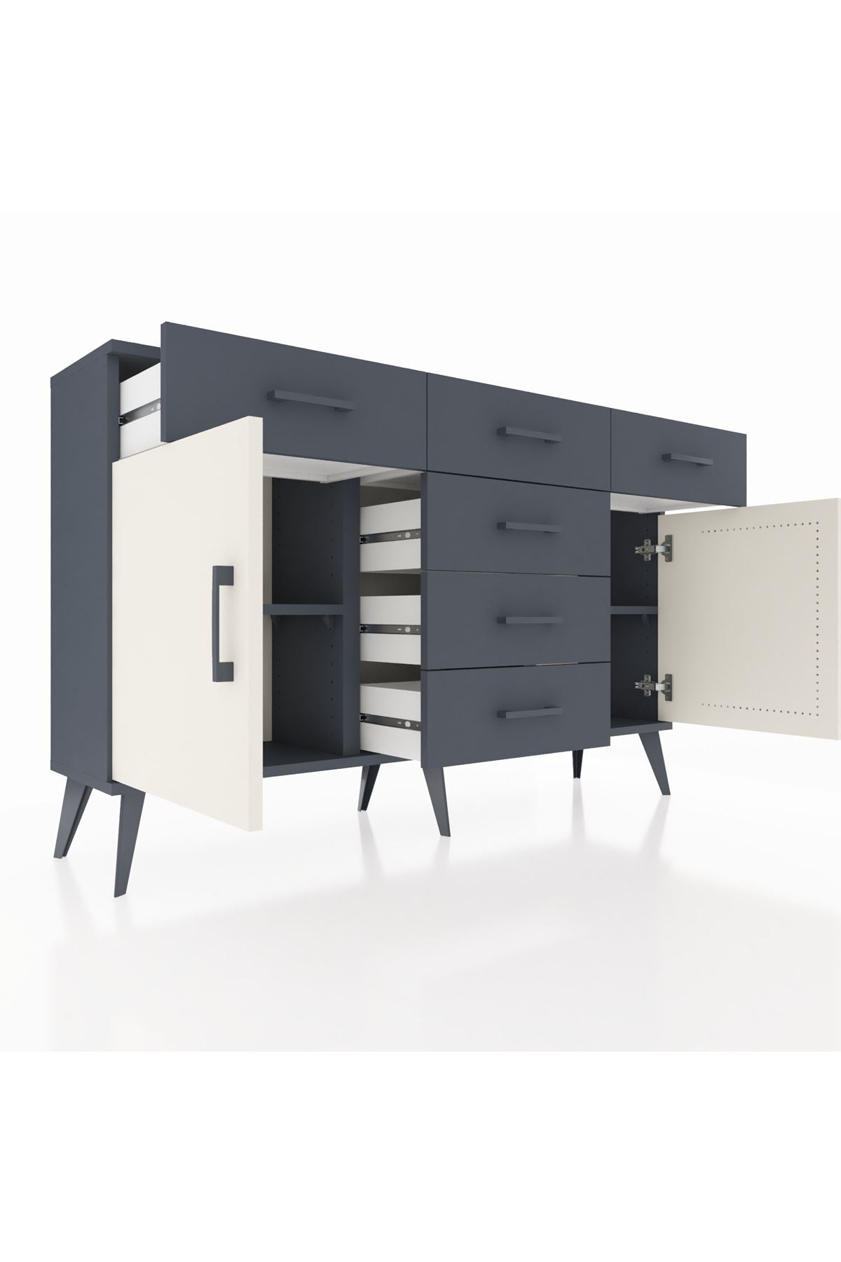 Arges Konsol 2 Raflı 6 Çekmeceli 2 Kapaklı 132x30x83 - S144M020V14A